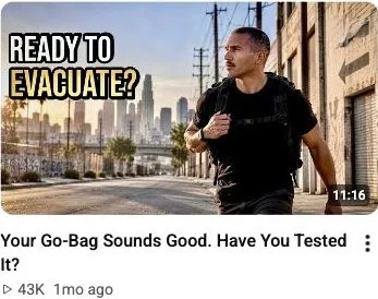 Your Go-Bag Sounds Good. Have You Tested It? — YouTube screenshot showing 43K views, captured October 6, 2026.