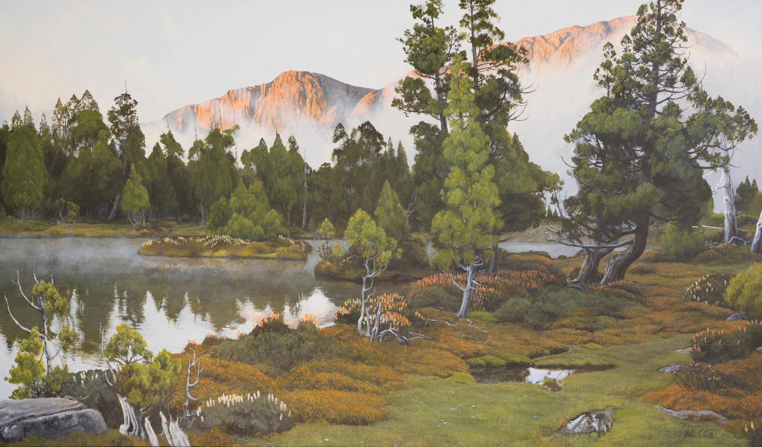 A Cold Morning at the Pool of Siloam.

(Price on enquiry)

acrylic on canvas / 135 x 80 cm.

Evaporation mists over the still waters of the Pool of Siloam and the breath-taking ‘revealing’ of the West Wallas the dispersing fog from the Vale of Salome