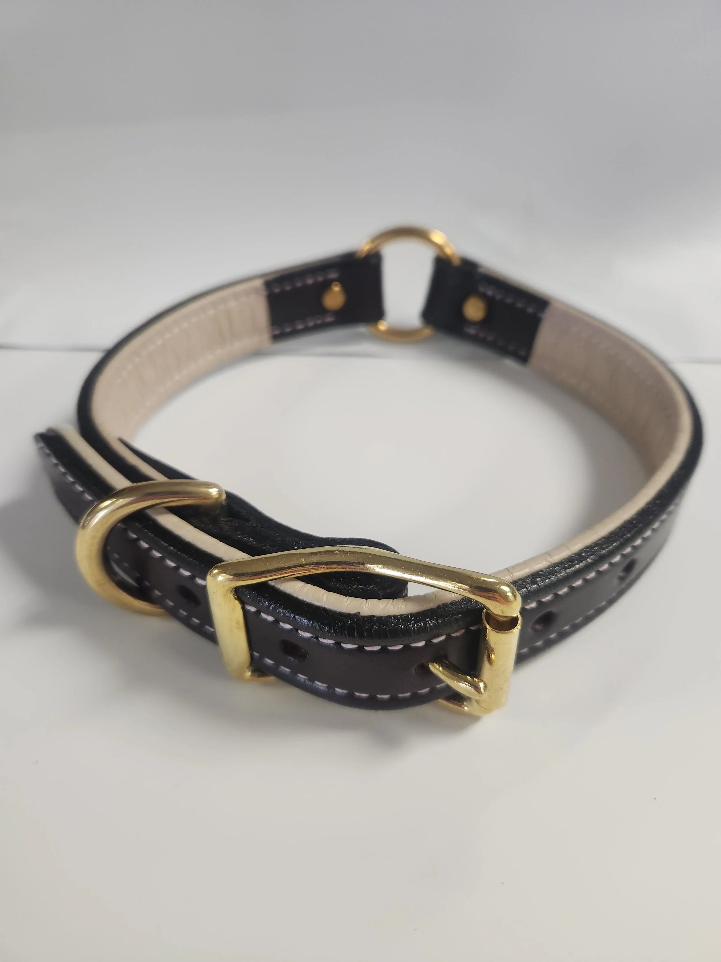 Premium Deluxe Center Ring w/ Dee Dark Brown Bridle w/ Cream Buffalo Liner