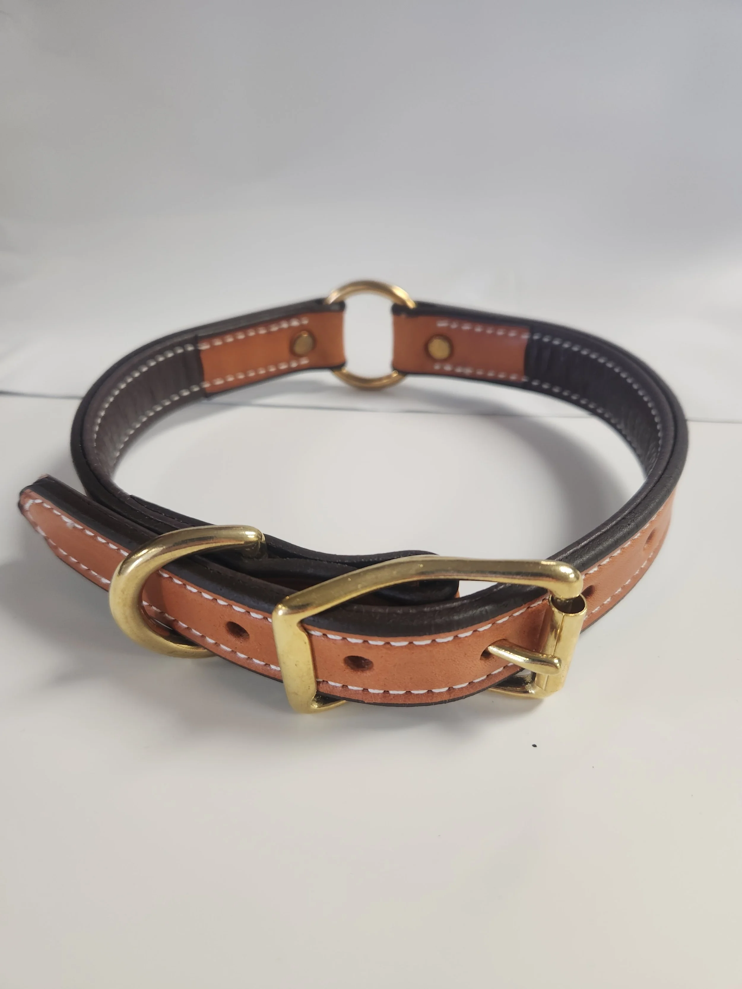 Premium Deluxe Center Ring w/ Dee London Tan Bridal w/ Dark Brown Buffalo