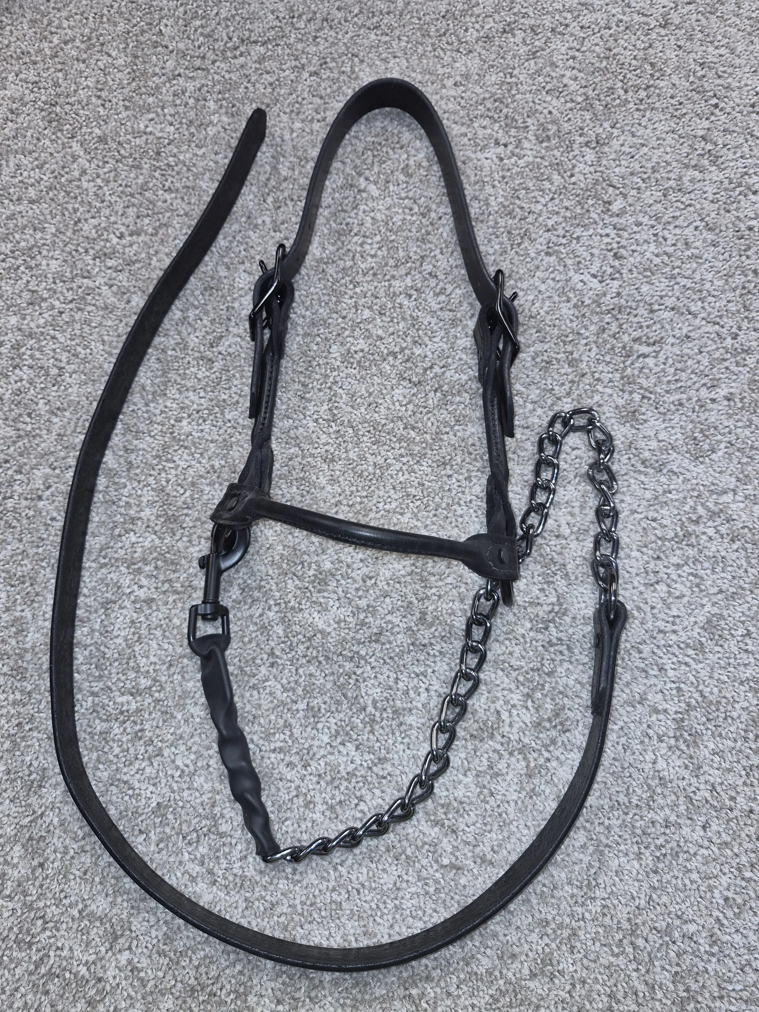 Black Leather Cattle Halter