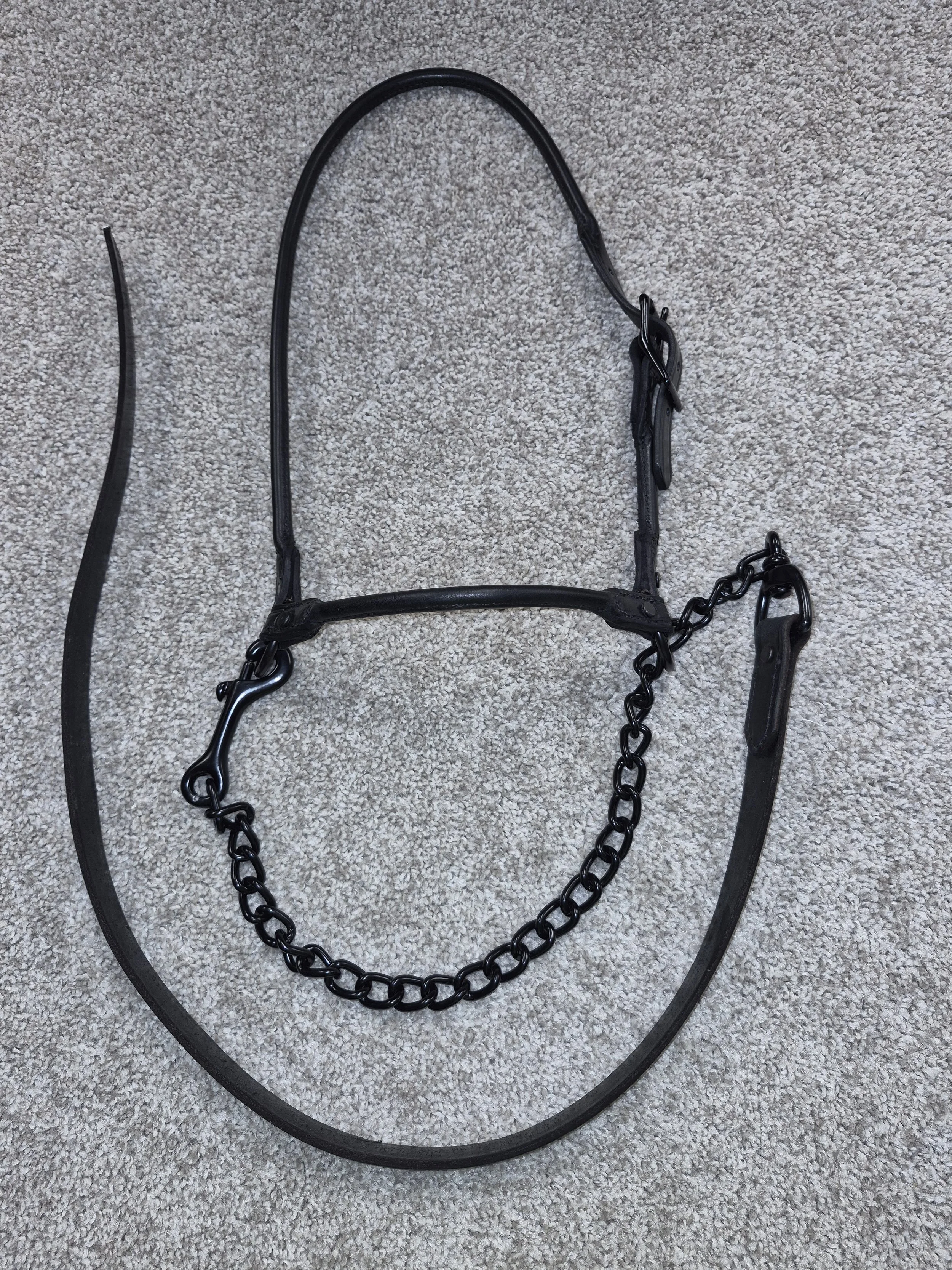 Black Leather Cattle Halter