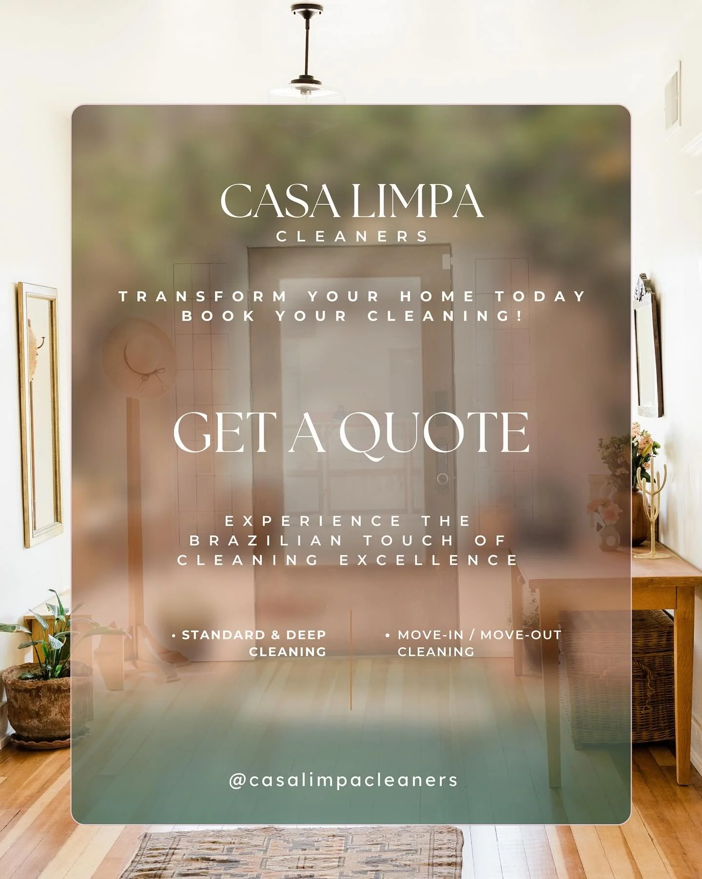 Your trusted partner in professional home cleaning across Metro Atlanta.

✨ What We Do
&bull; Standard &amp; Deep Cleaning
&bull; Move-in / Move-out Cleaning
&bull; Eco-friendly products available upon request

🌿 Why Choose Us?
✓ Trained, reliable &