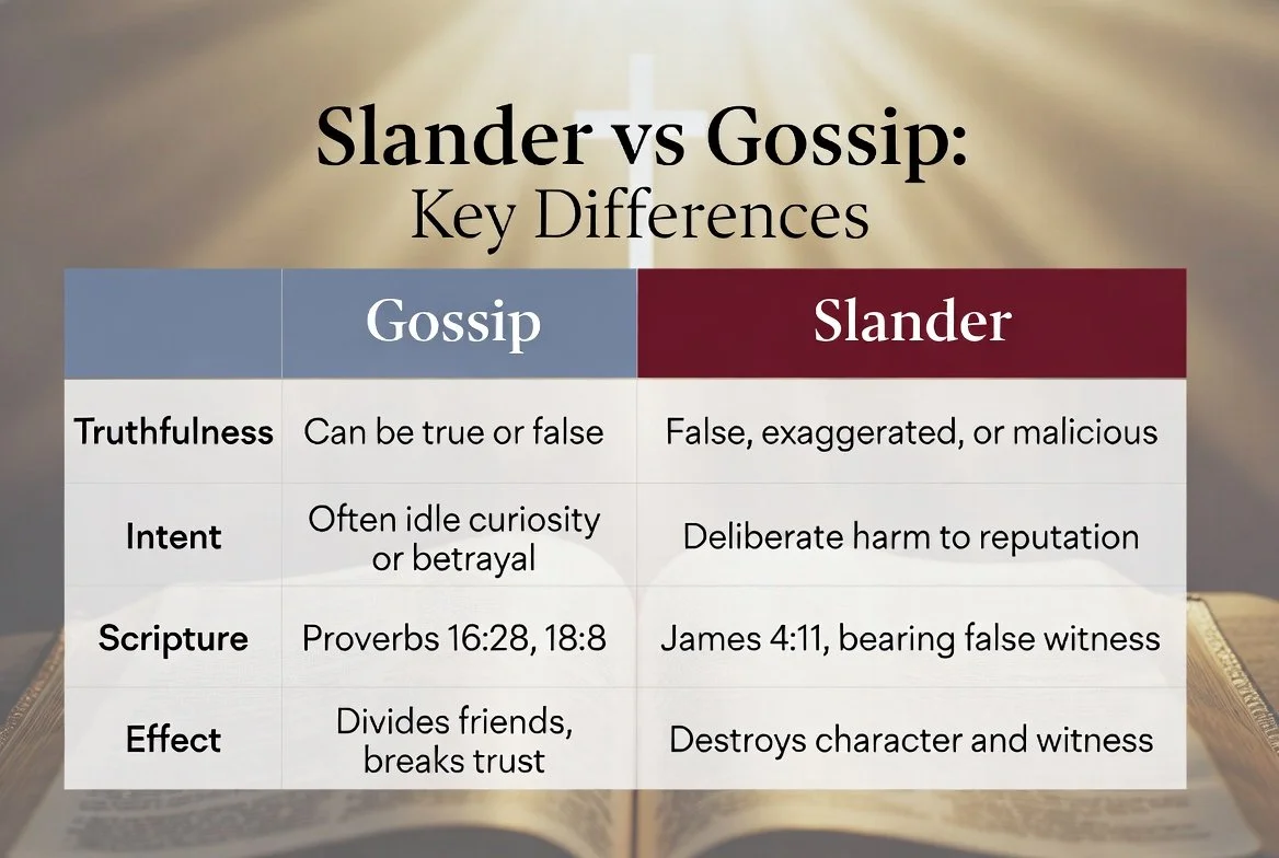 Slander vs Gossip Key Differences Comparison Chart Bible Christian Infographic