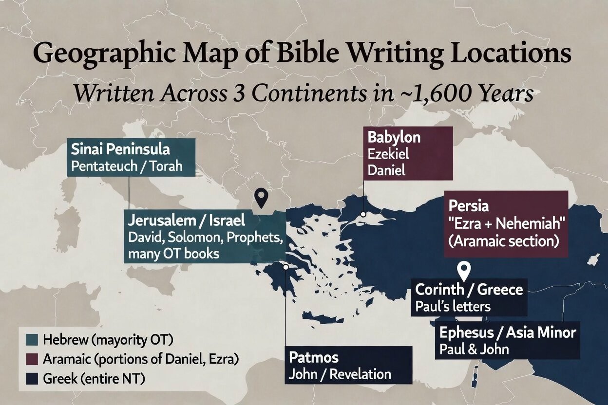 Geographics Map of Bible Writing Locations