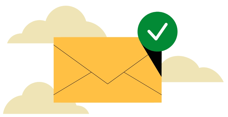 Envelope with checkmark icon representing contacting Precision Wash Co, a Sydney-based exterior cleaning and pressure washing service.