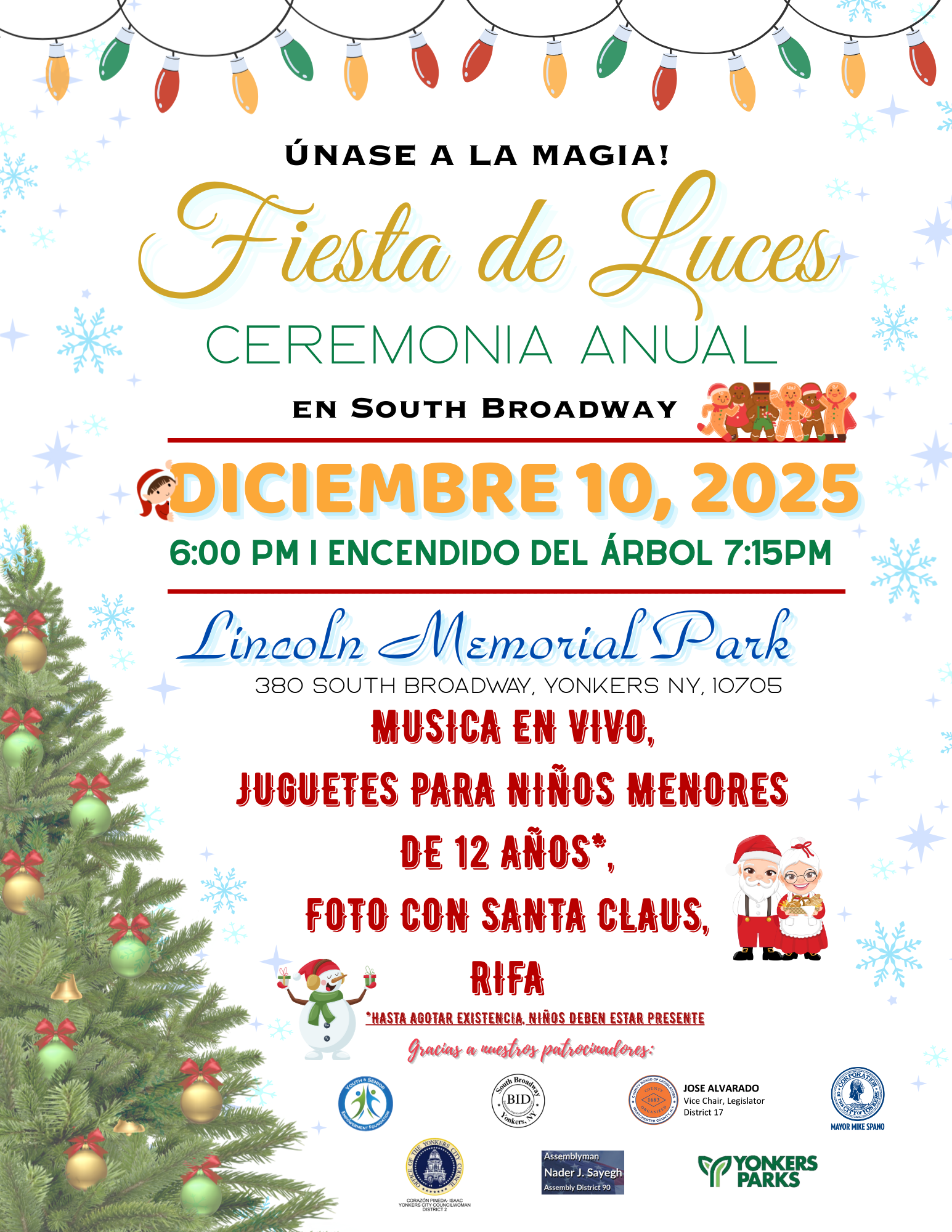 Holiday Tree Lighting in Lincoln Park, South Broadway