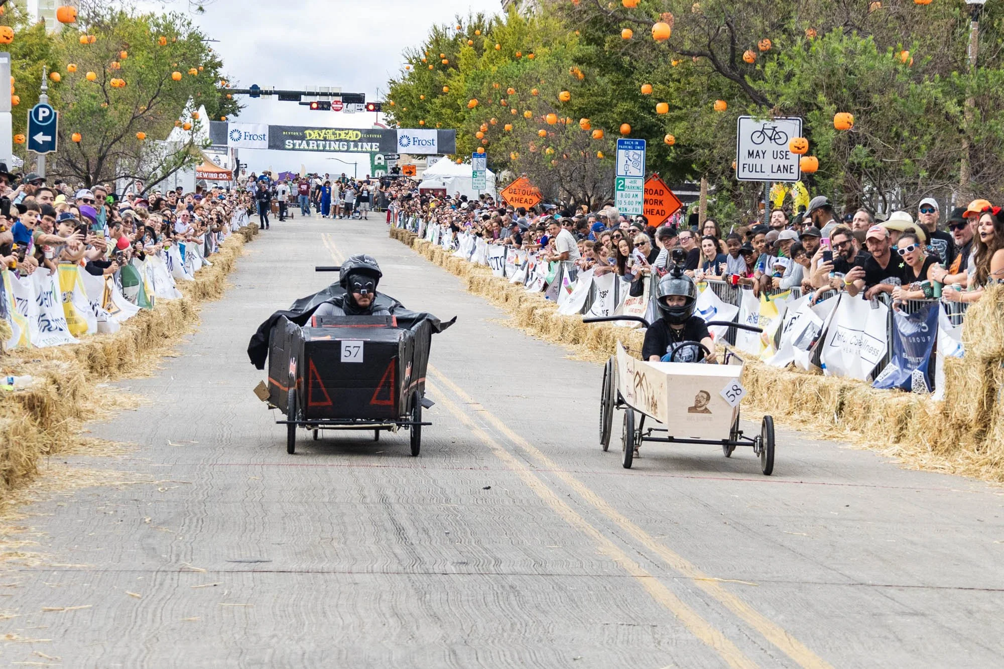 Gilley races the Toaster Coaster down Hickory Street, narrowly beating his opponent.