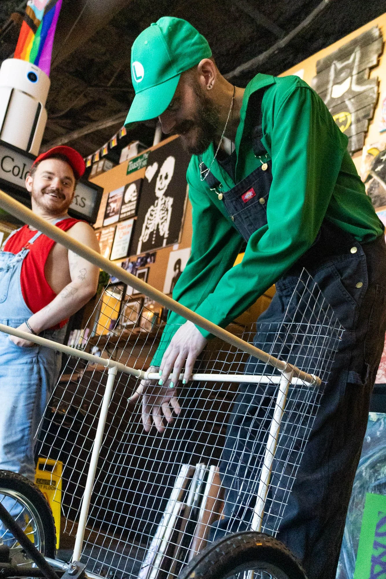 Toasty Bros Beer Co-owners Toast Tiensvold and Gilley laugh as they build their coffin.