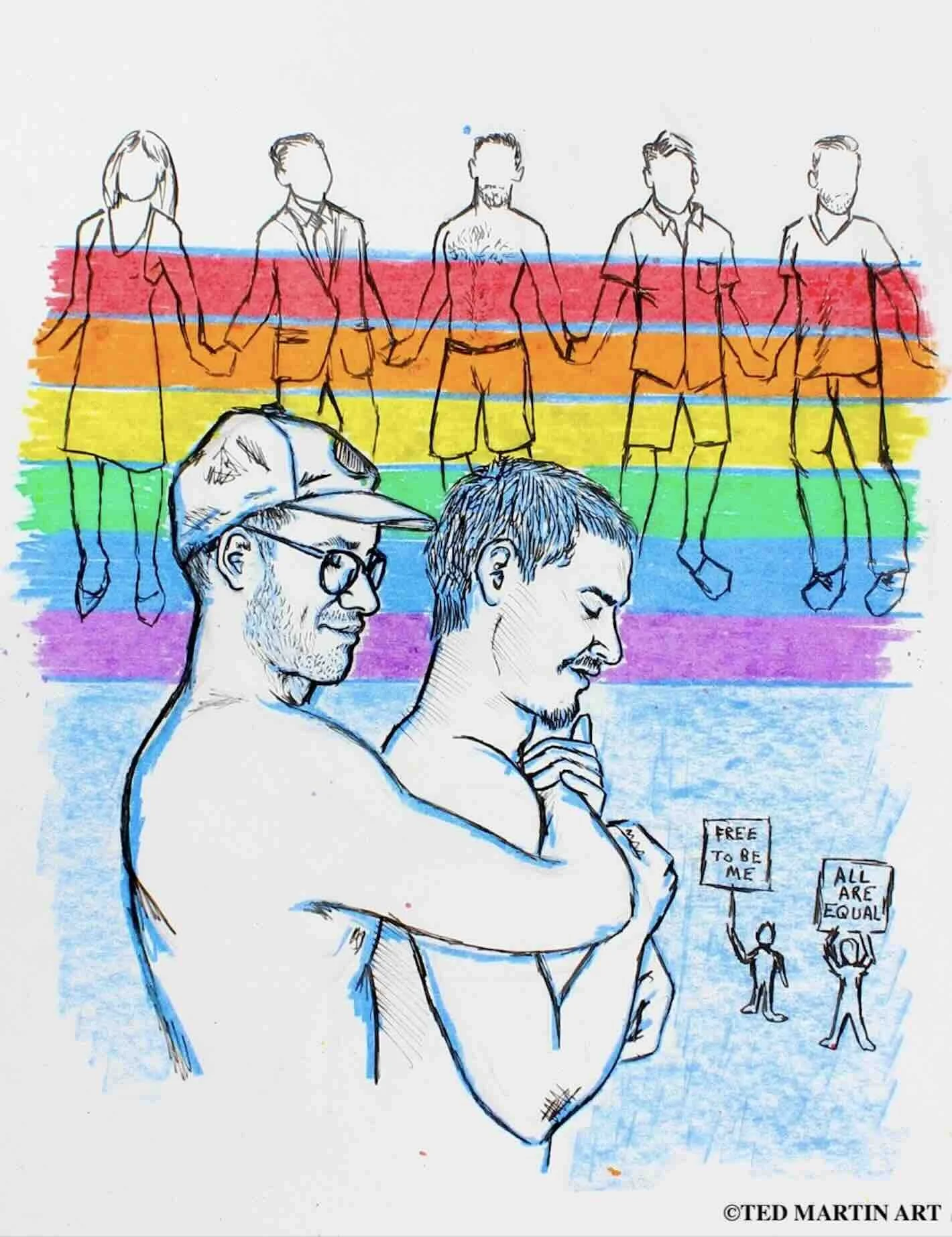 "Love Is Love" -
Ink Drawing (Gel Pen & Crayola Crayon) -
11"x14"
-
Collection of Joe Larson