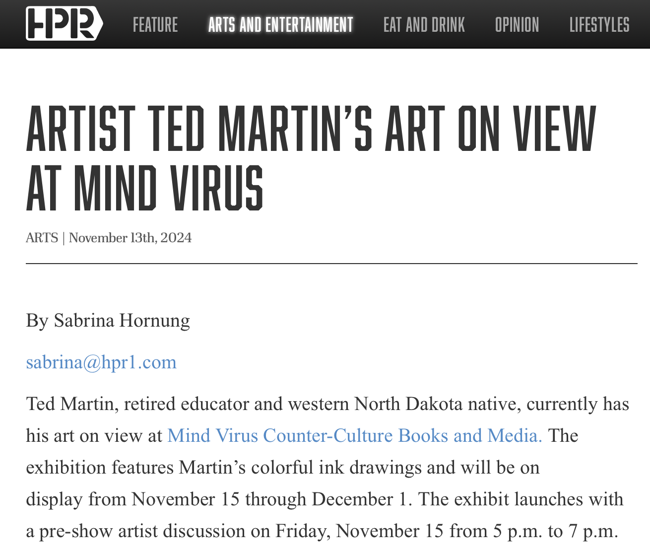 Artist Ted Martin's Art On View At Mind Virus