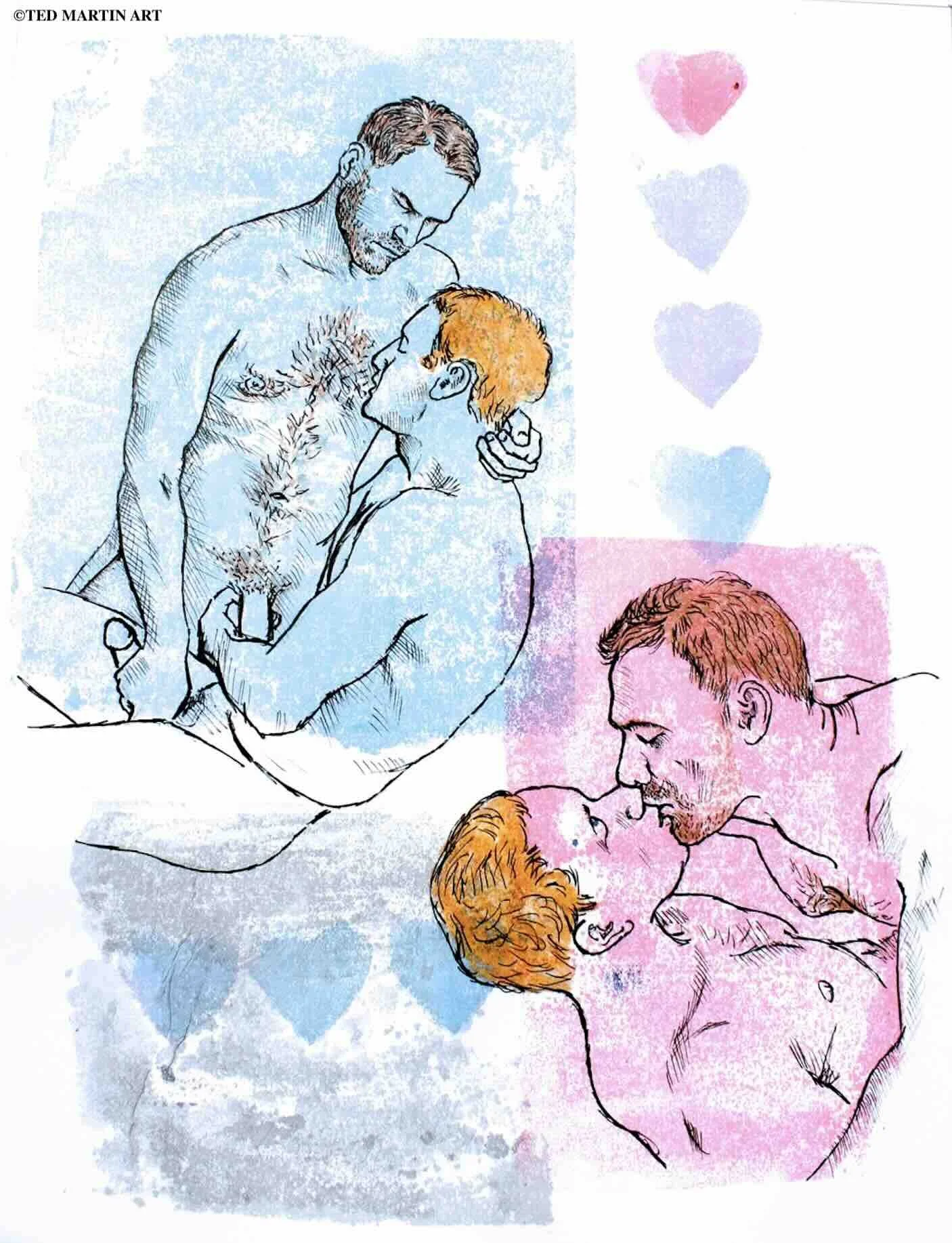 "Kiss, Kiss" -
Ink Drawing (Gel Pen, Calligraphy Ink & Crayola Crayon) -
11"x14"
-
The Jean-Nickolaus Tretter Collection - Tretter Collection in GLBT Studies - Andersen Library at the University of Minnesota