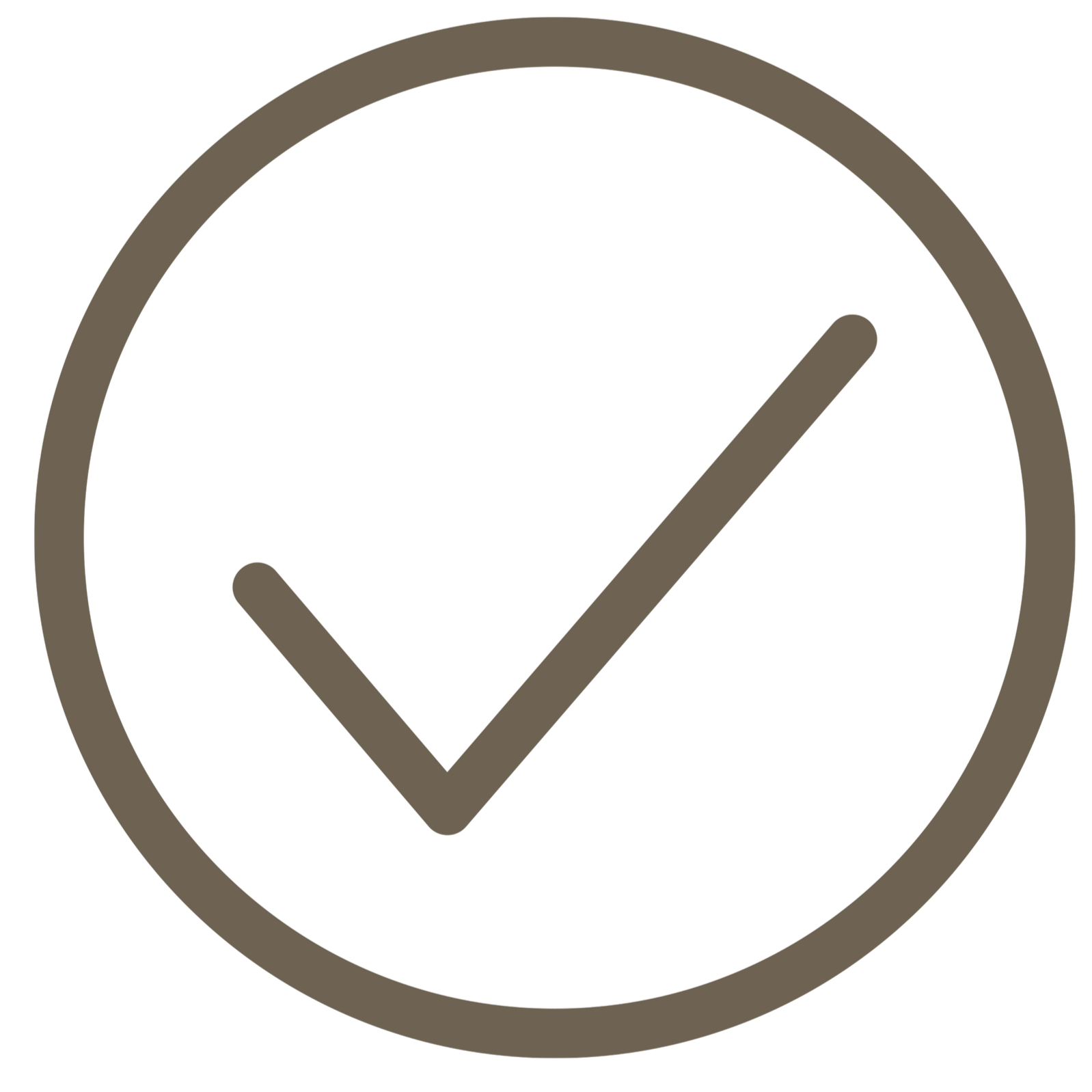 A black circle clock face with beige outline and check mark symbol inside.