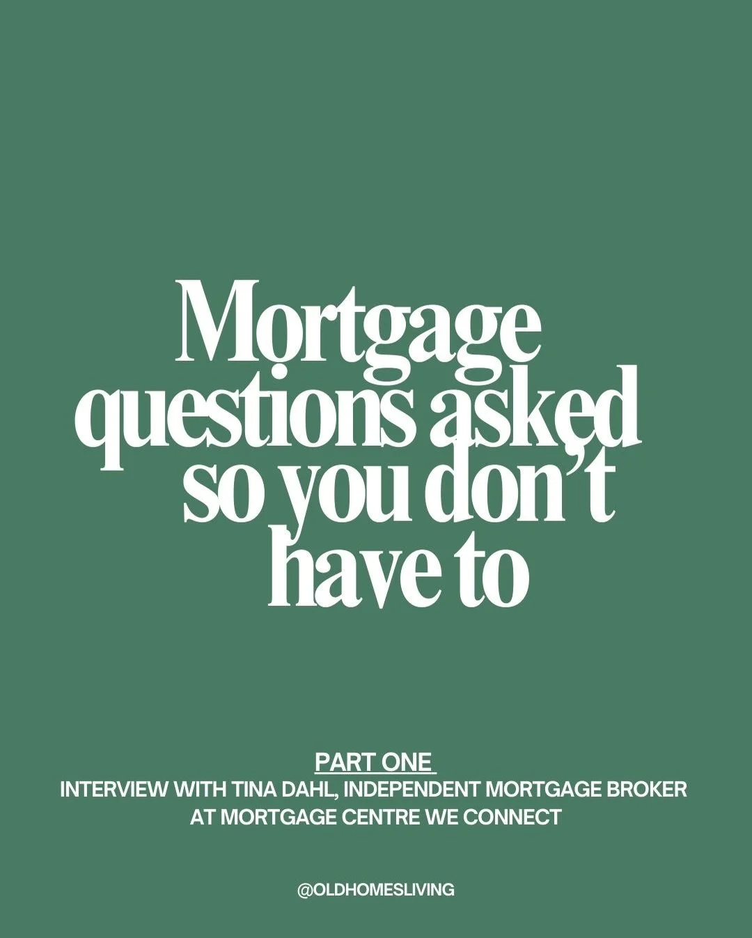 Mortgage Questions asked so you don&rsquo;t have to go through all that trouble. See below for the topics and swipe accordingly. 

@tina_dahl1 is an independent mortgage broker with Mortgage Centre We Connect. She&rsquo;s been in finance for 25 years
