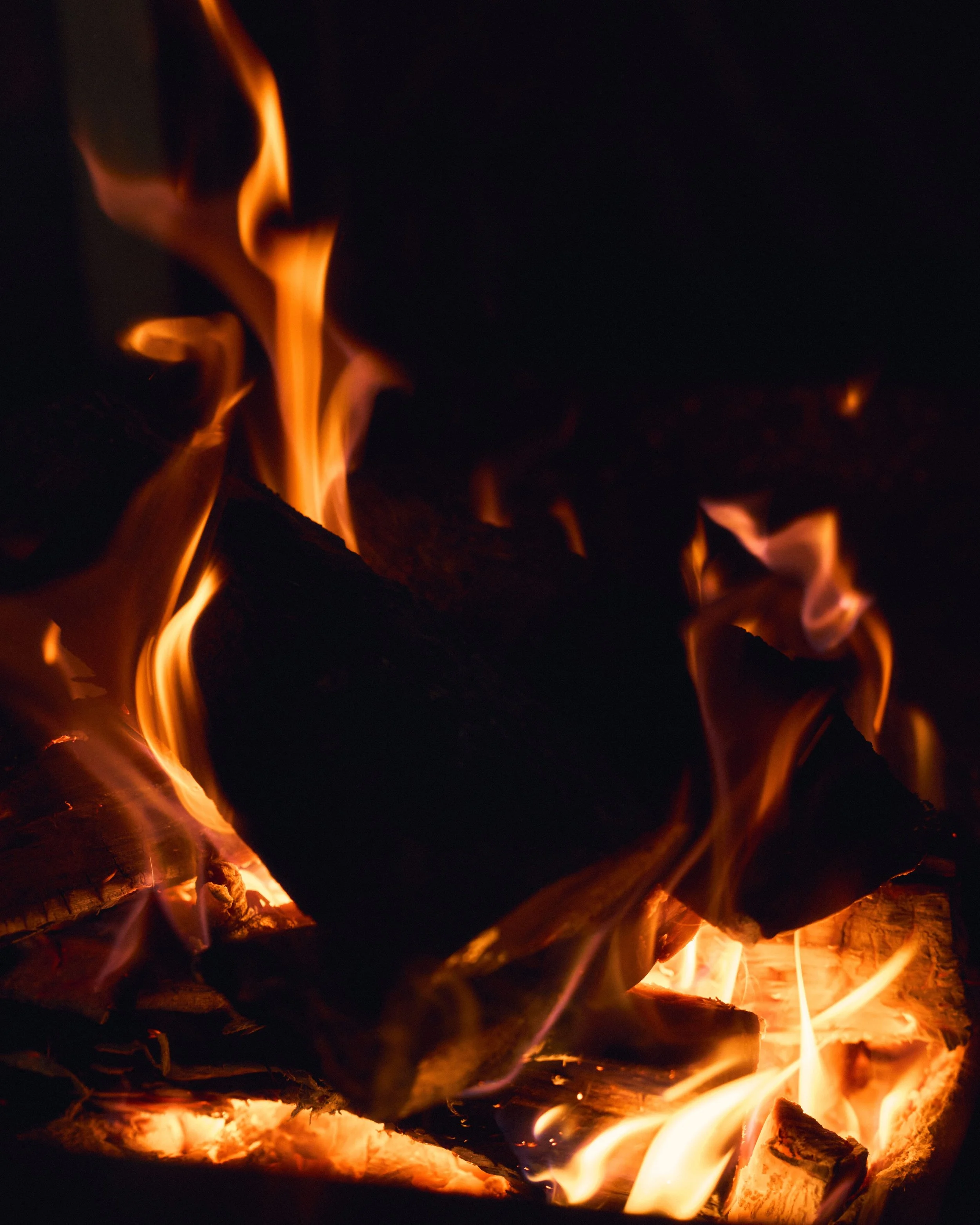 a wooden fire