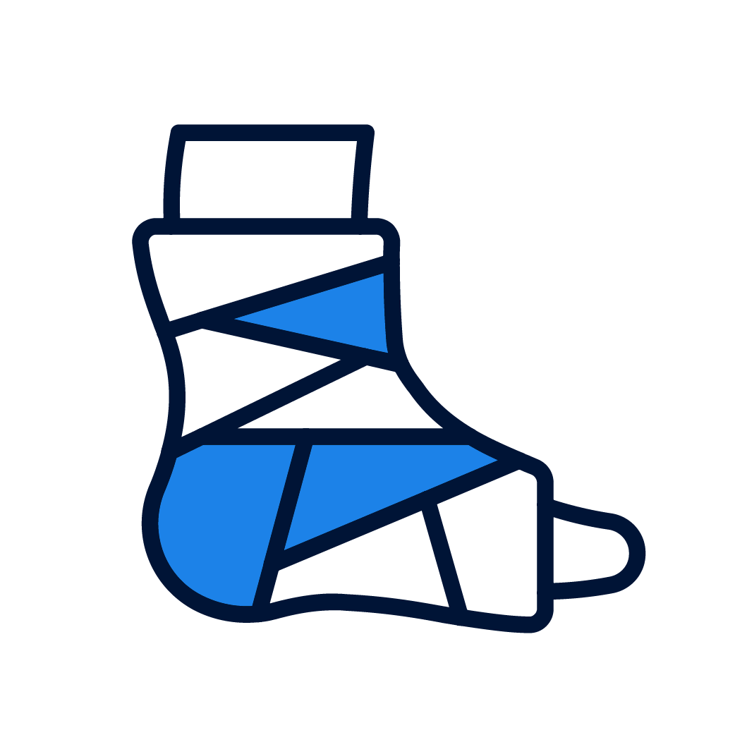 Icon of a high-top sneaker in blue and dark outlines.