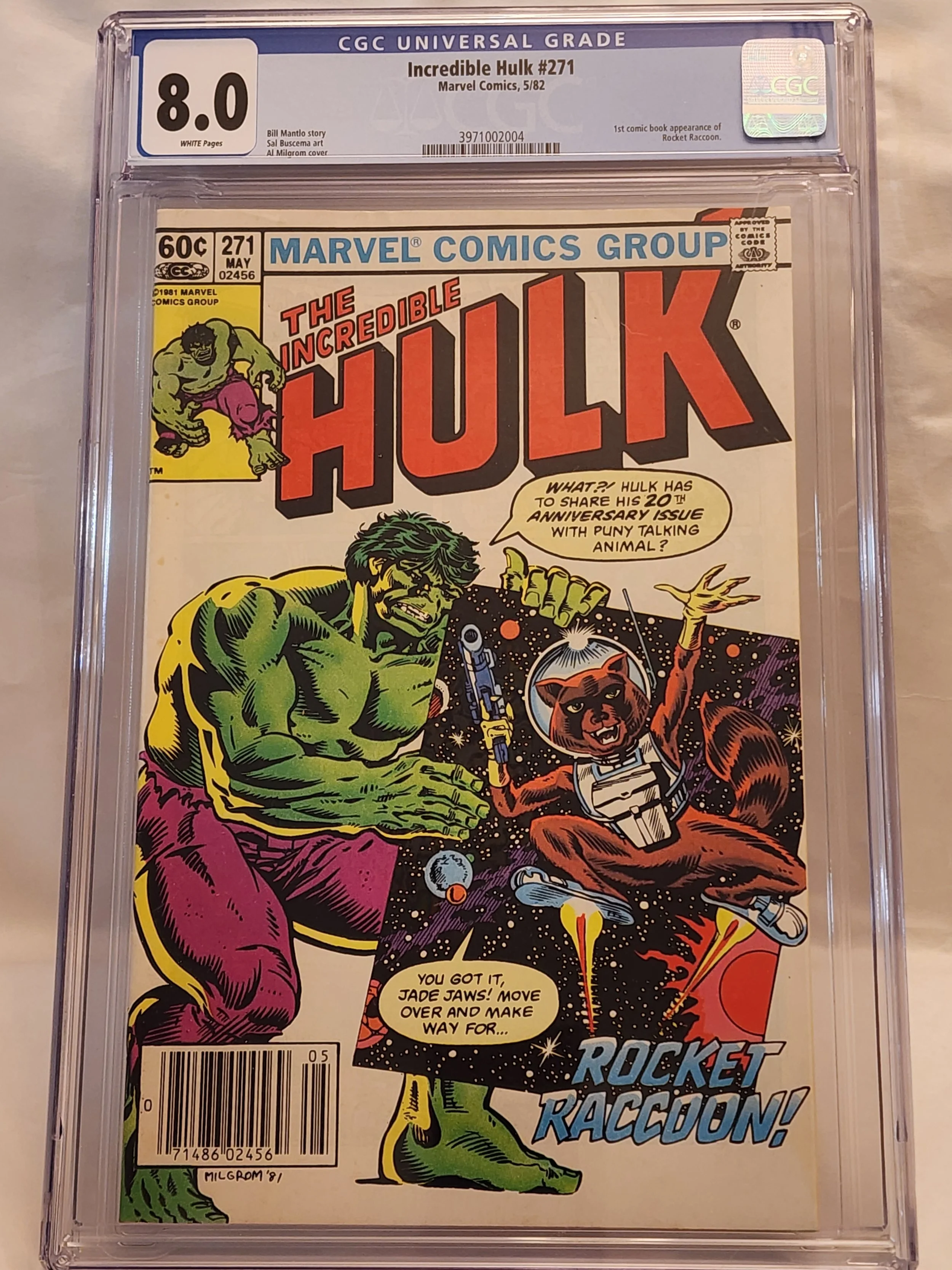CGC 8.0 Incredible Hulk #271 - 1st APPEARANCE OF ROCKET RACCOON (Key MCU)