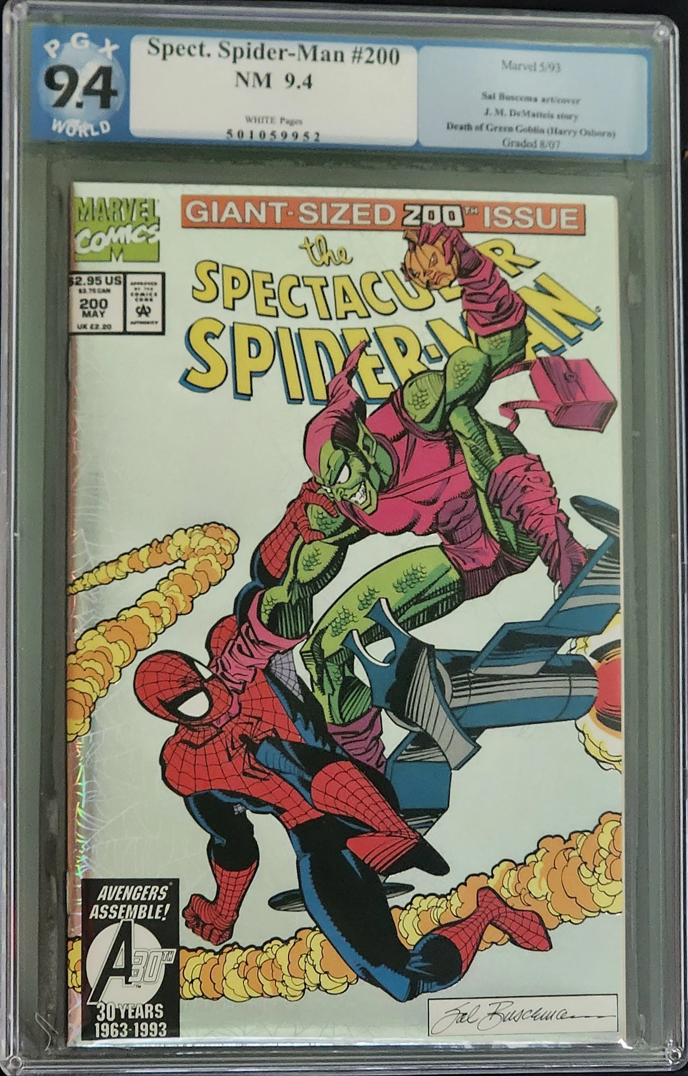 Spectacular Spider-Man #200 PGX White Pages Death of Green Goblin Foil 1993