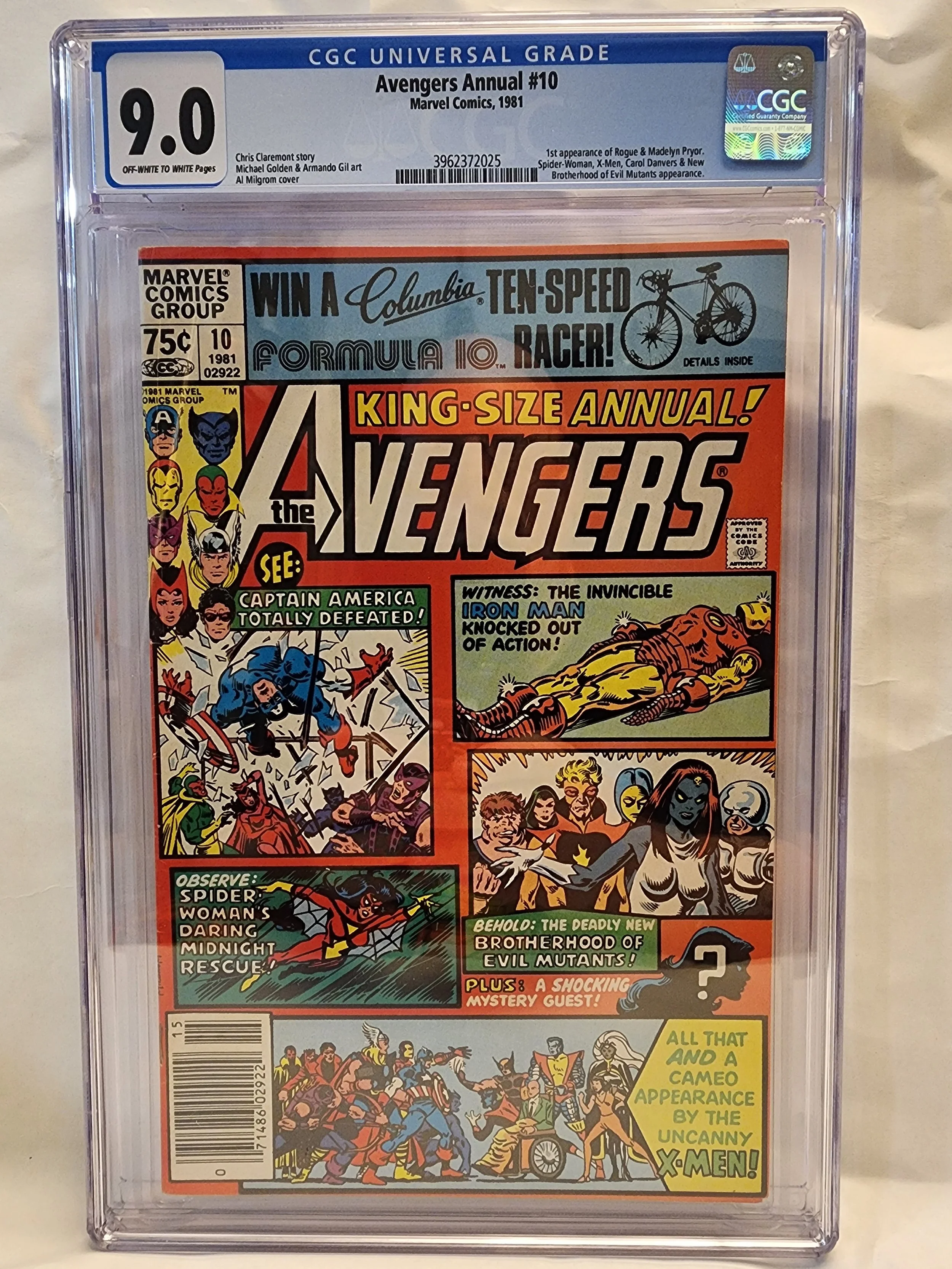 CGC 9.0 Avengers Annual #10 - 1st APPEARANCE OF ROGUE & 1st COVER MYSTIQUE