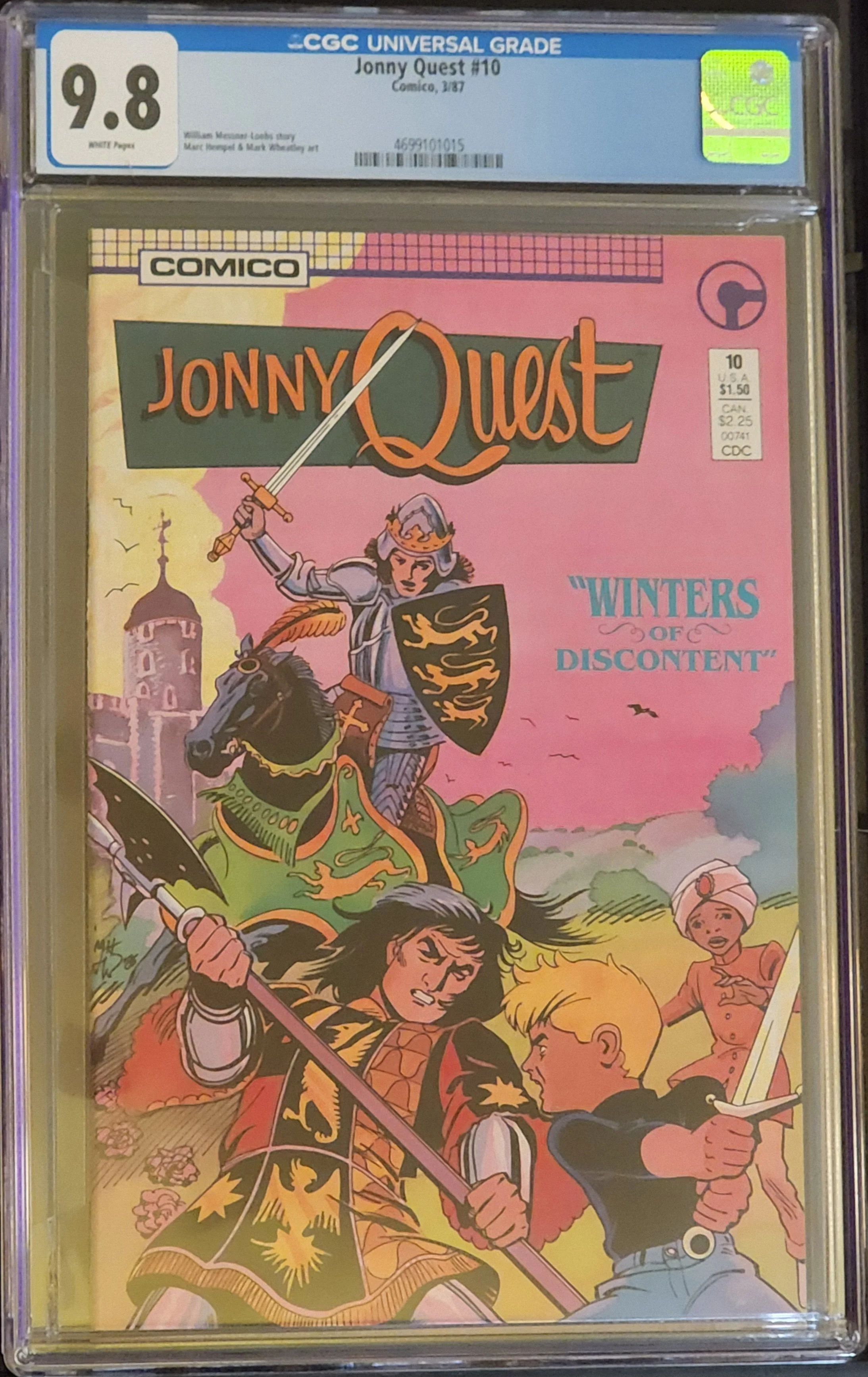 Jonny Quest #10 CGC 9.8 White Pages Comico 1987 Classic Cartoon Comic