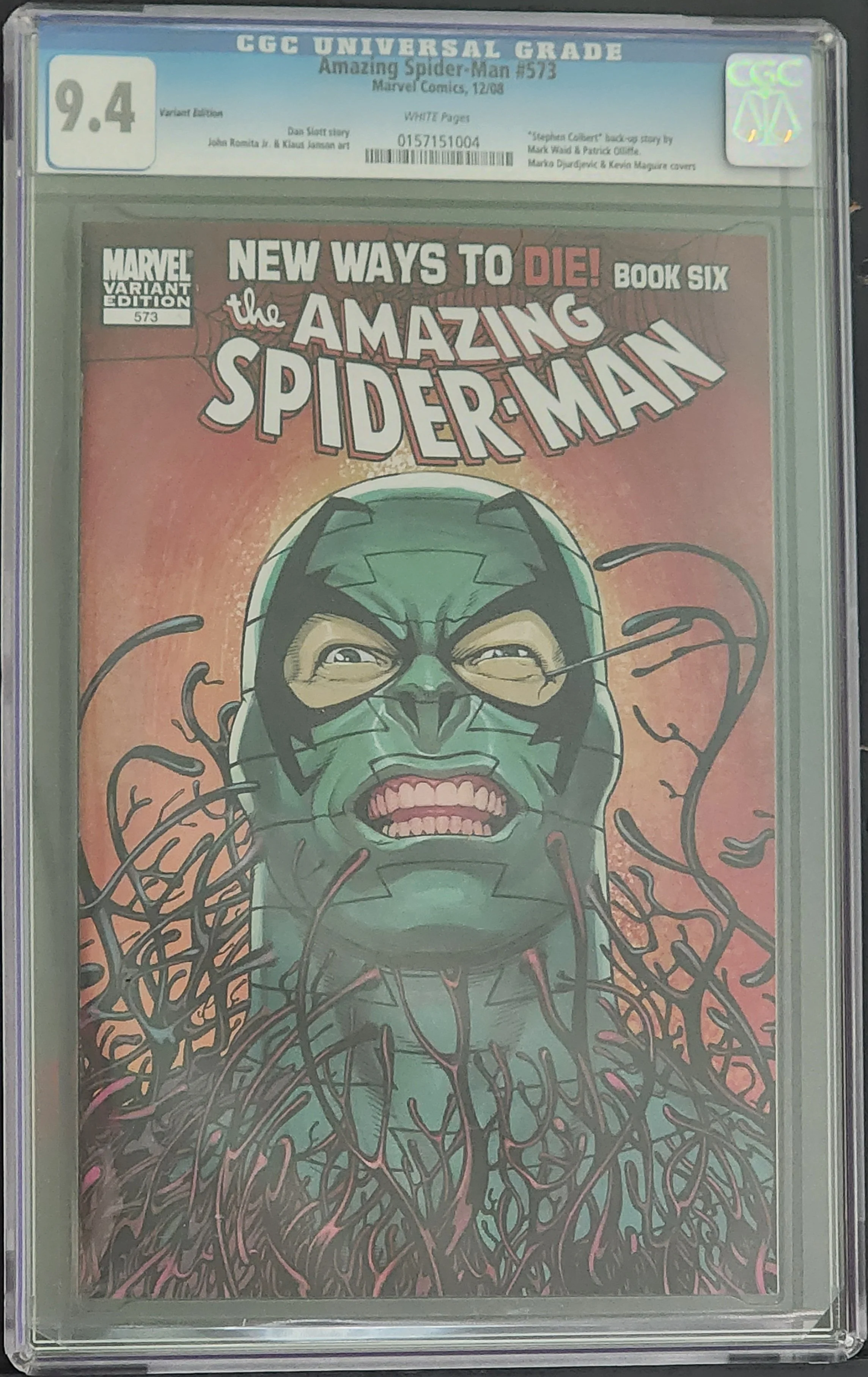 Amazing Spider-Man #573 CGC 9.4 White Pages - Kevin Maguire Variant Cover (12/08)