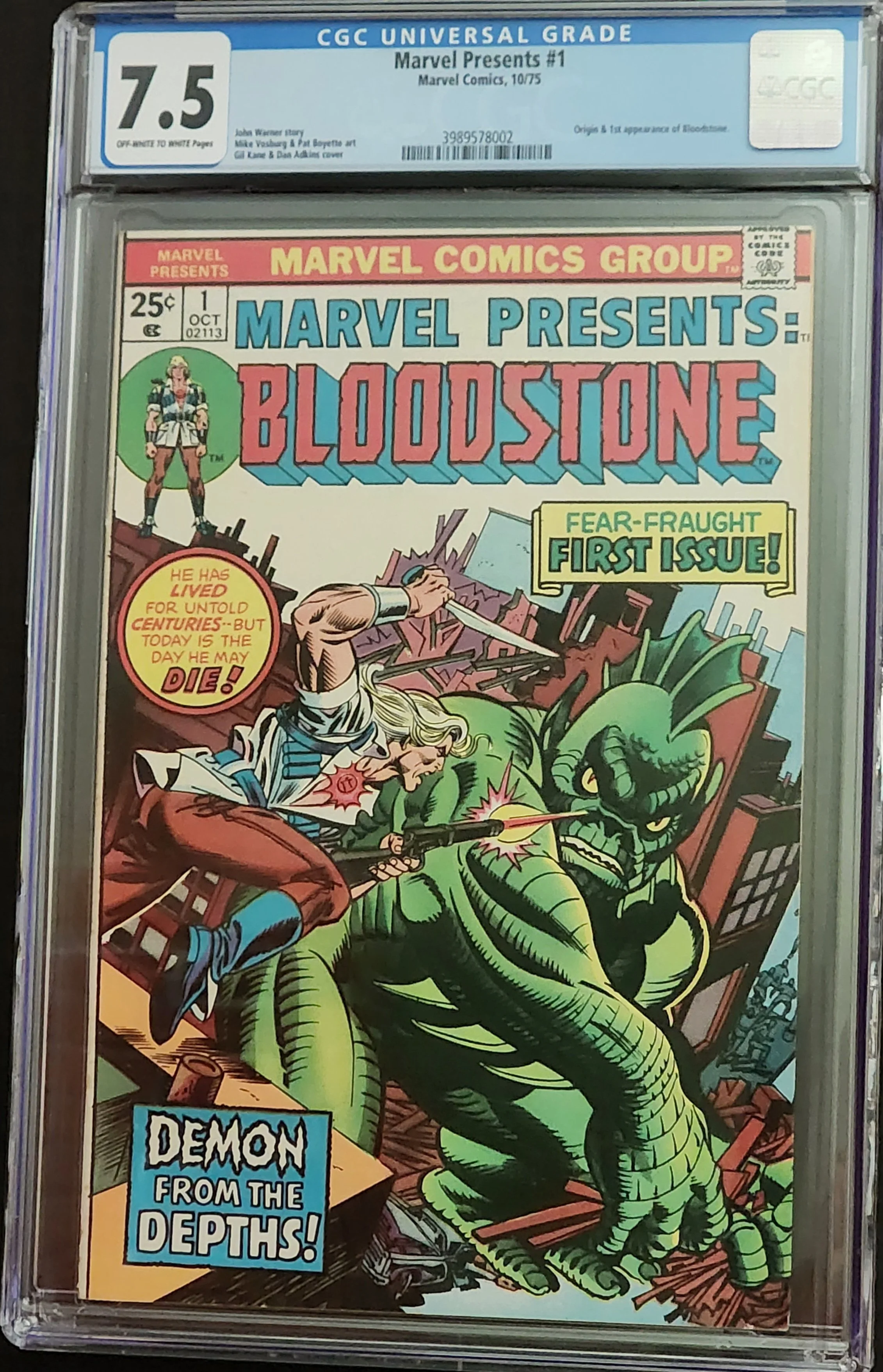 Marvel Presents #1 CGC 7.5 Off-White/White 1st App Ulysses Bloodstone 1975 Key