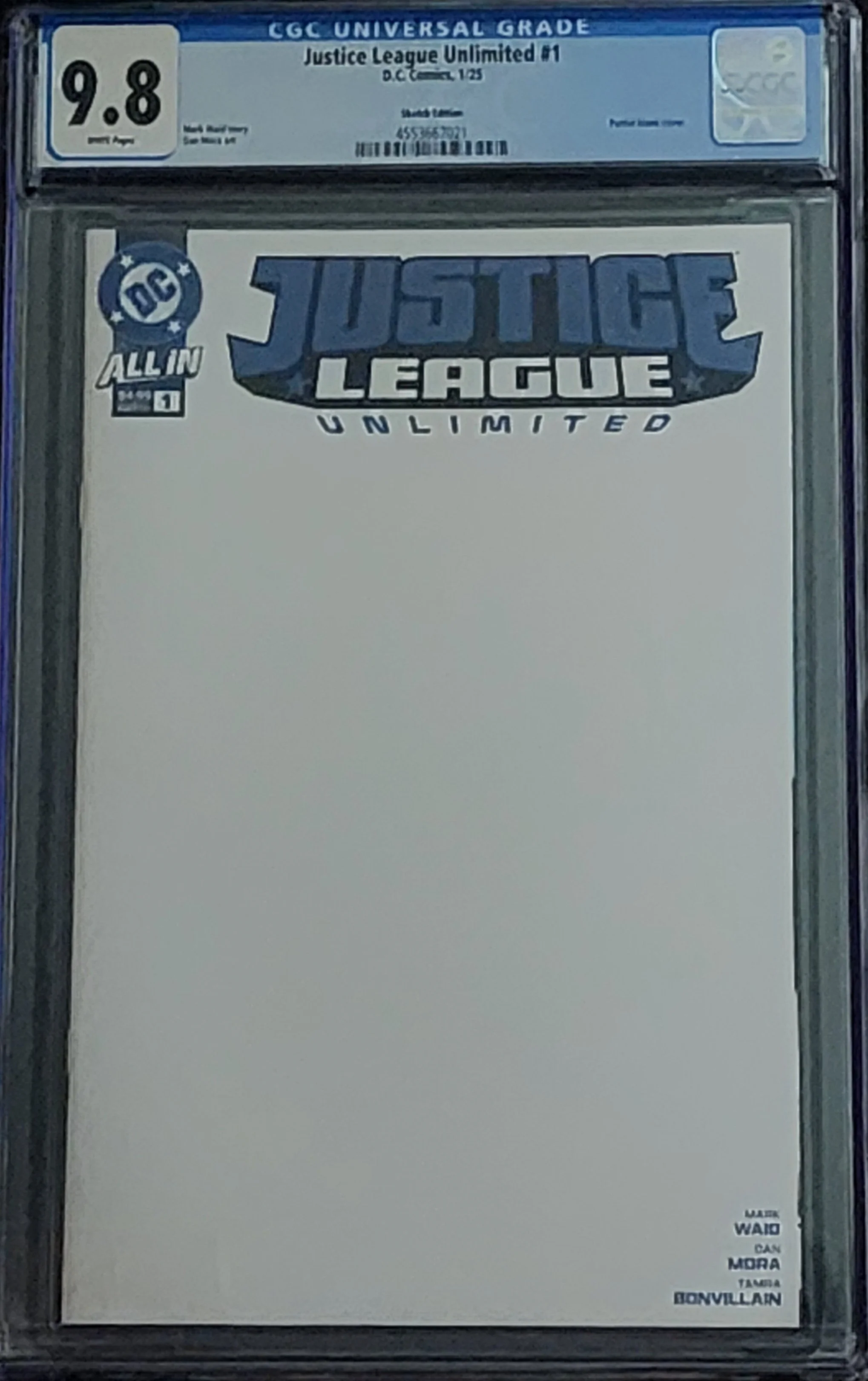 Justice League Unlimited #1 CGC 9.8 White Pages Blank Variant 1st Inferno DC