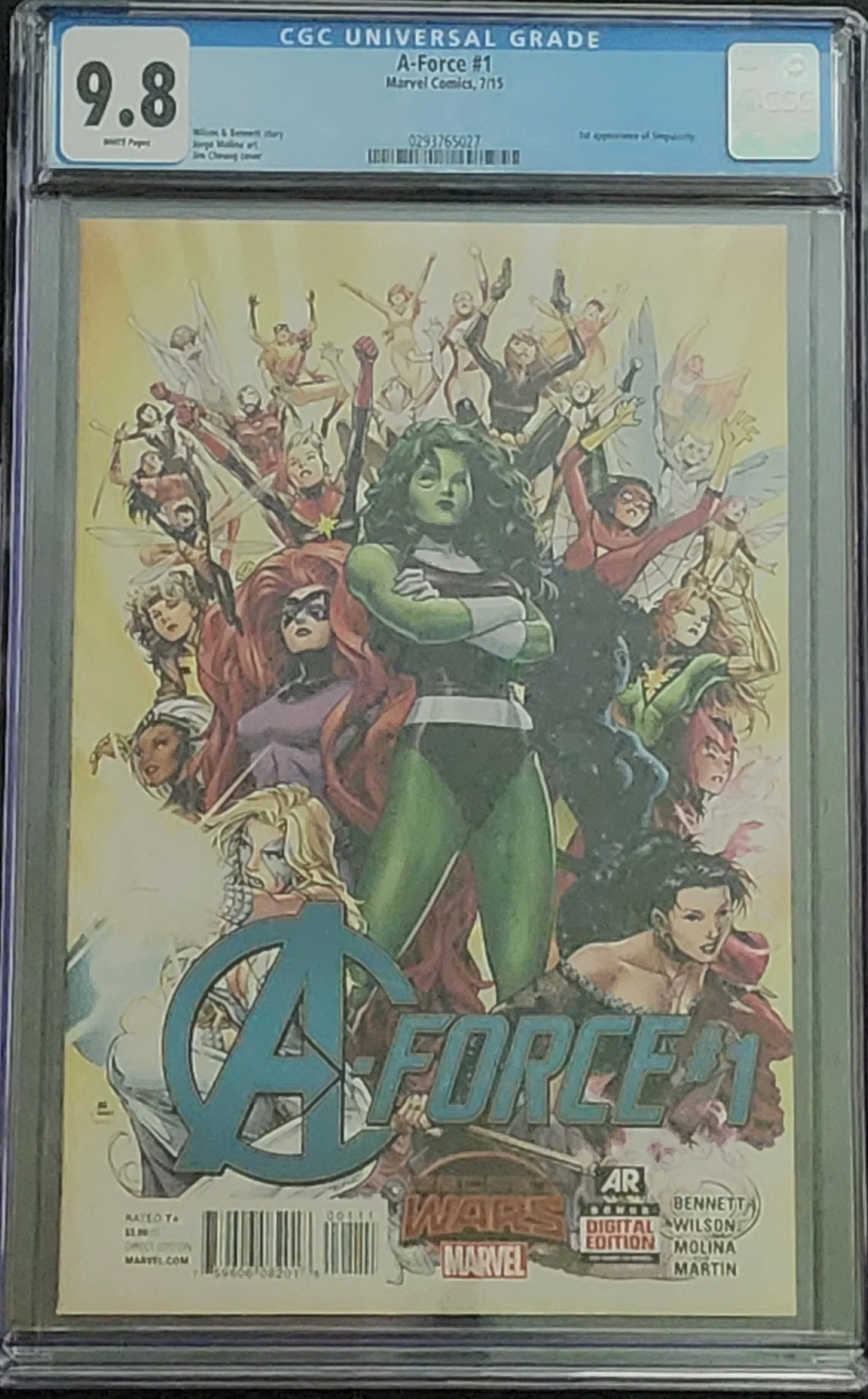 A-Force #1 CGC 9.8 White Pages 1st App A-Force Team 1st Singularity Jim Cheung Cover