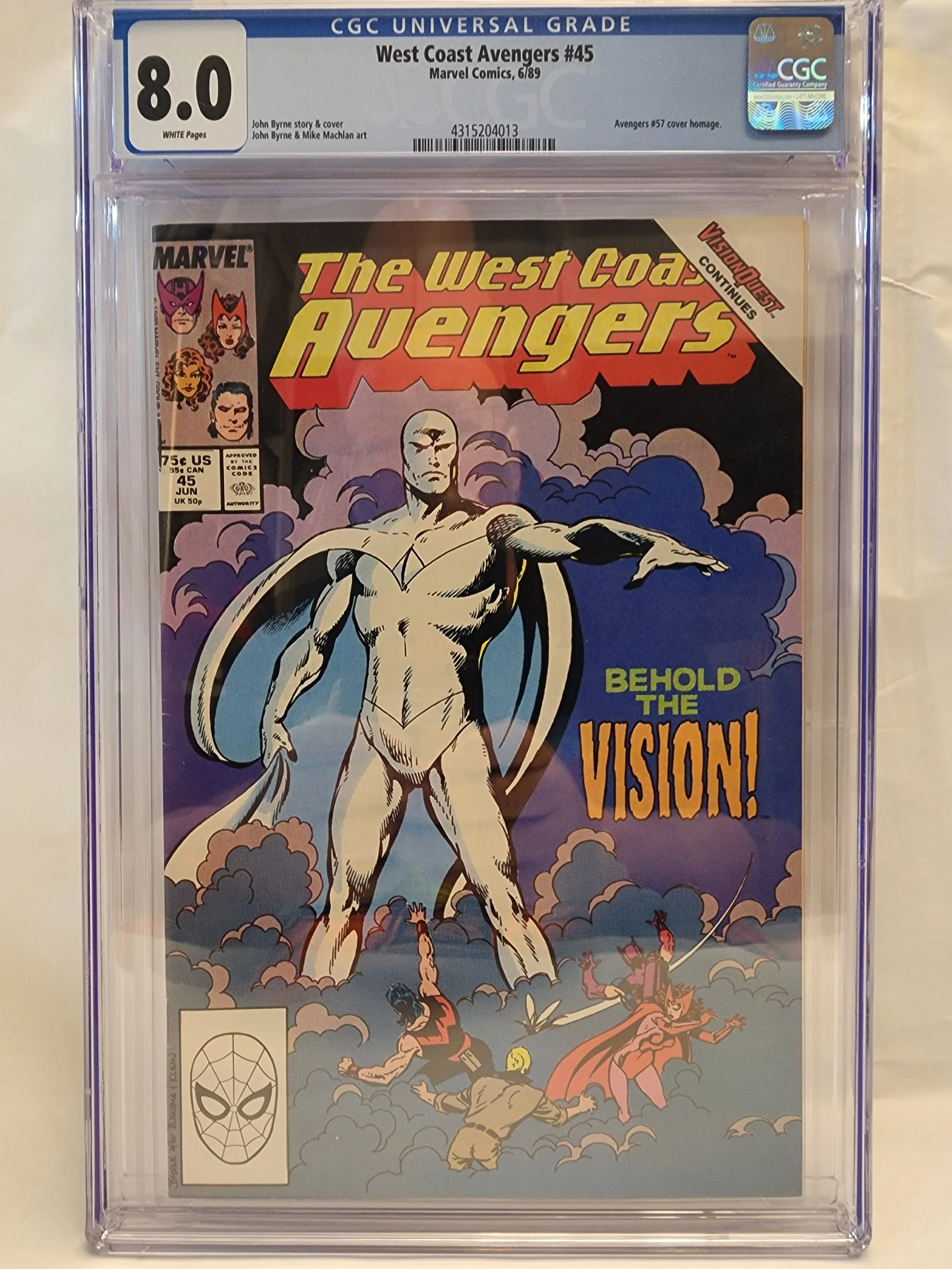 CGC 8.0 The West Coast Avengers #45