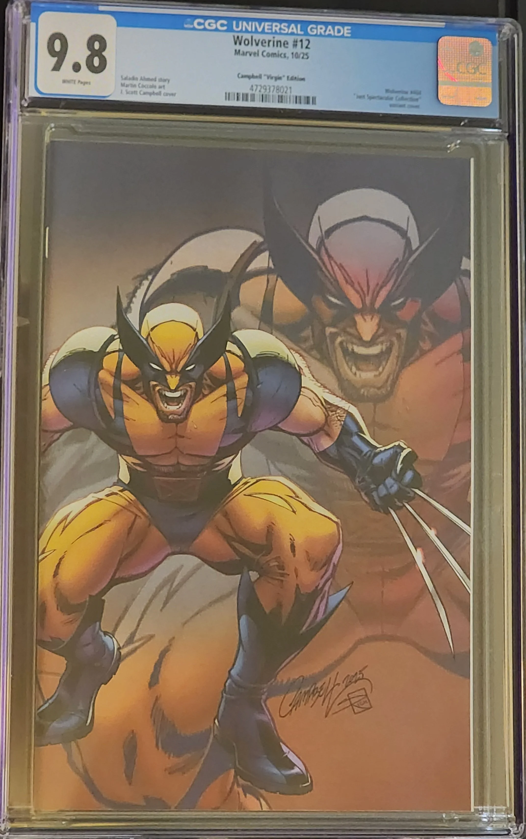 Wolverine #12 J Scott Campbell Just Spectacular Virgin 1:100 CGC 9.8 Marvel