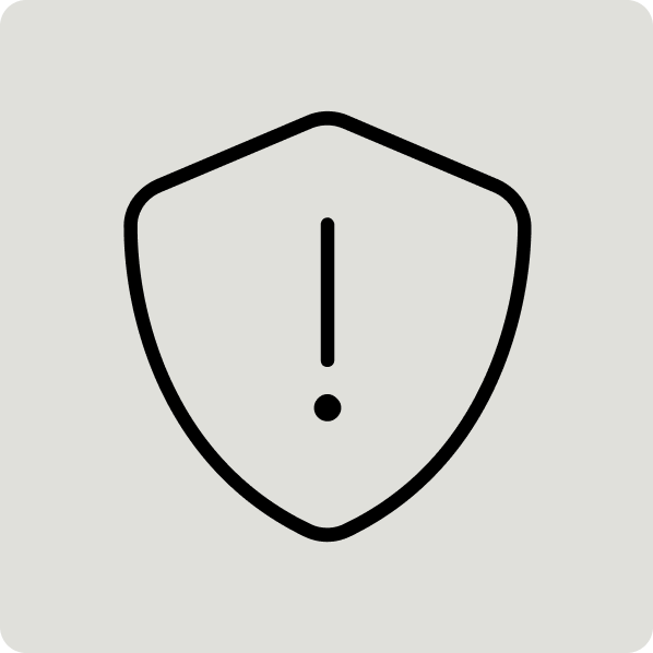 Shield icon with an exclamation mark in the center.