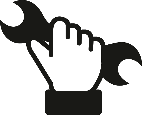 Hand holding wrench icon, symbolizing VIL&HO's innovative construction process and efficient building methodology.