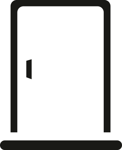 Door installation and electrical system services icon, representing new doors and full electrical wiring.