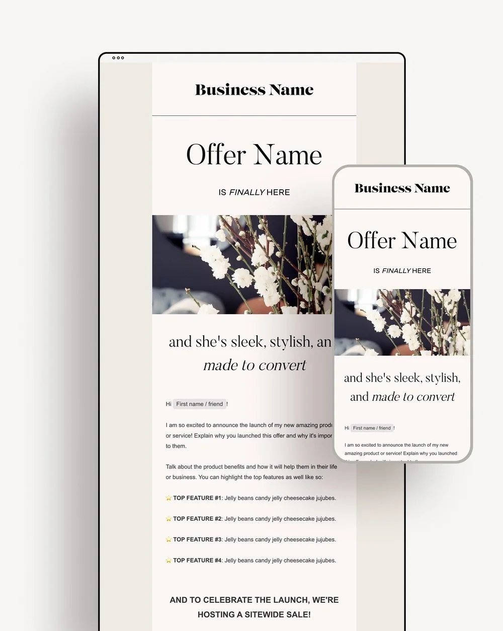 Sales email template for Flodesk