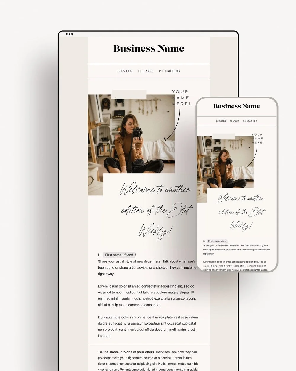 Newsletter template for Flodesk