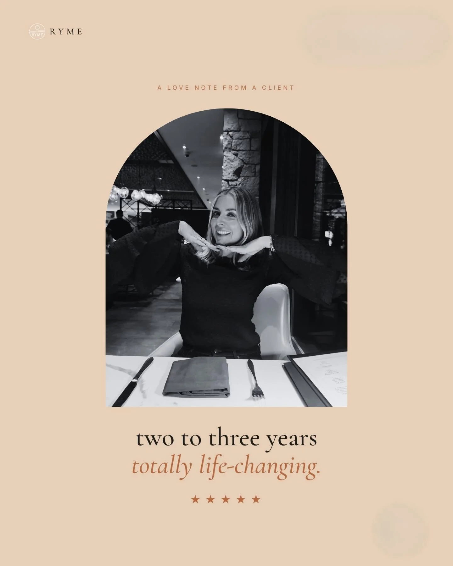 Anne has been working with RYME for two - three years.

Not because something is wrong. Because something kept being right.

In her words, coaching held her through some big things. Moving countries. A relationship ending. Another beginning. A job ch