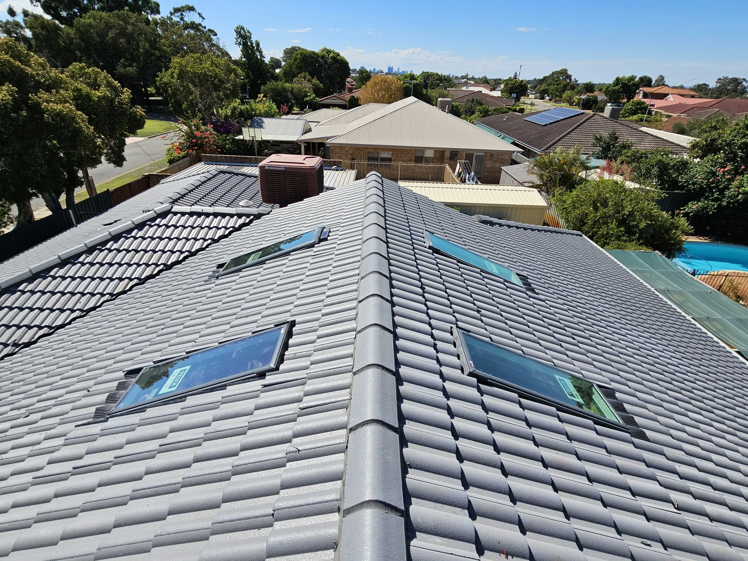 Skylight installed on a residential roof, Modern skylights, energy efficiency