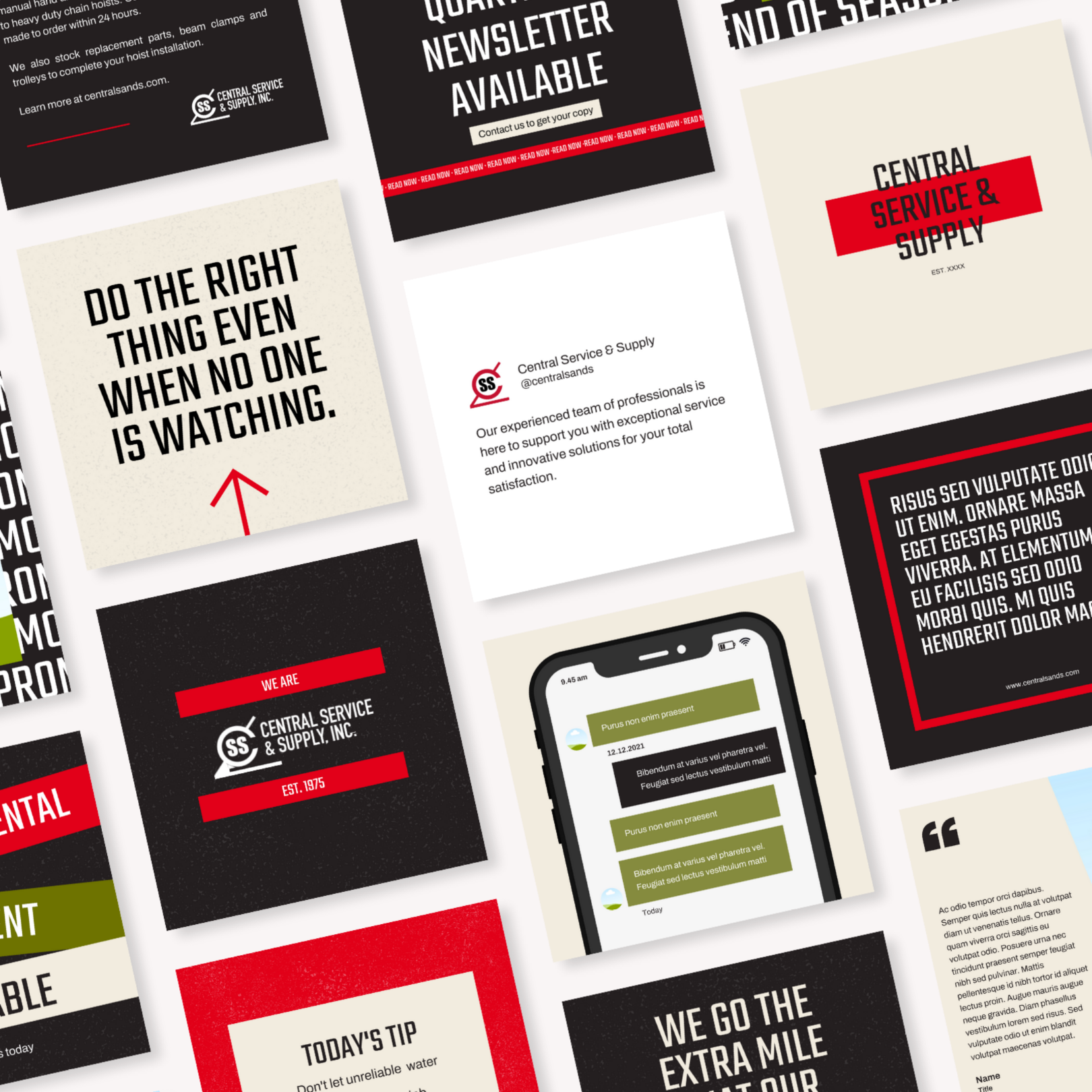 Central Service and Supply social media templates