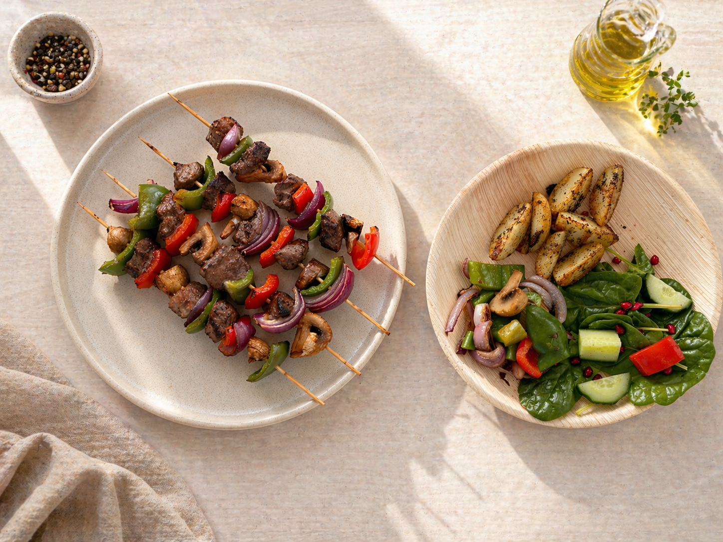 Grillspyd av hval med urtemarinade