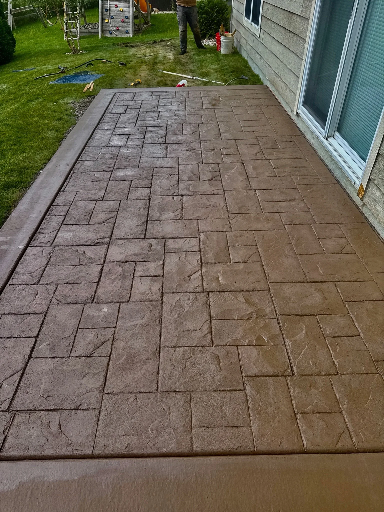 Concrete Patio Installation Stamped & Colored
