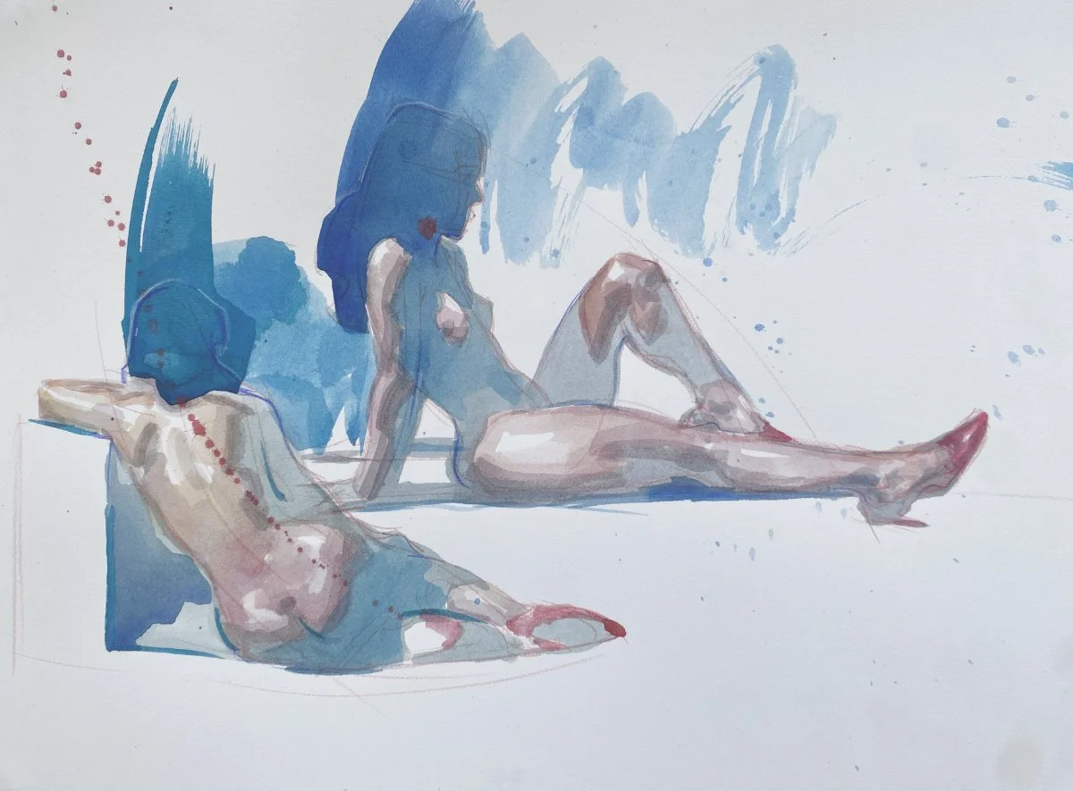 Experimental Watercolor - 10 Min Poses from Life #1