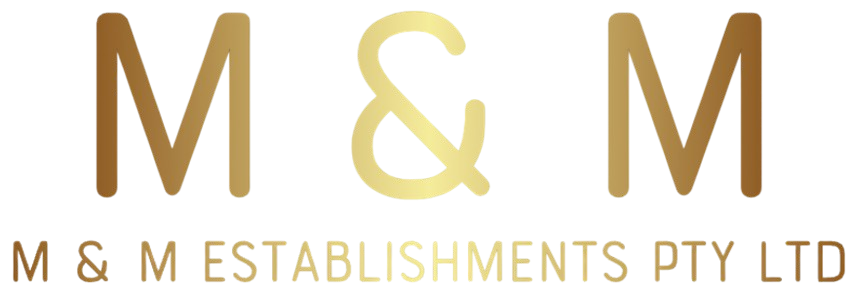 A logo with the text 'M & M' in large gold letters and 'M MUSTERSHMENTS P LTD' underneath.