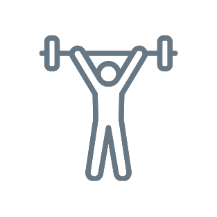 Outline of a person lifting a barbell overhead, illustrating weightlifting or exercise.