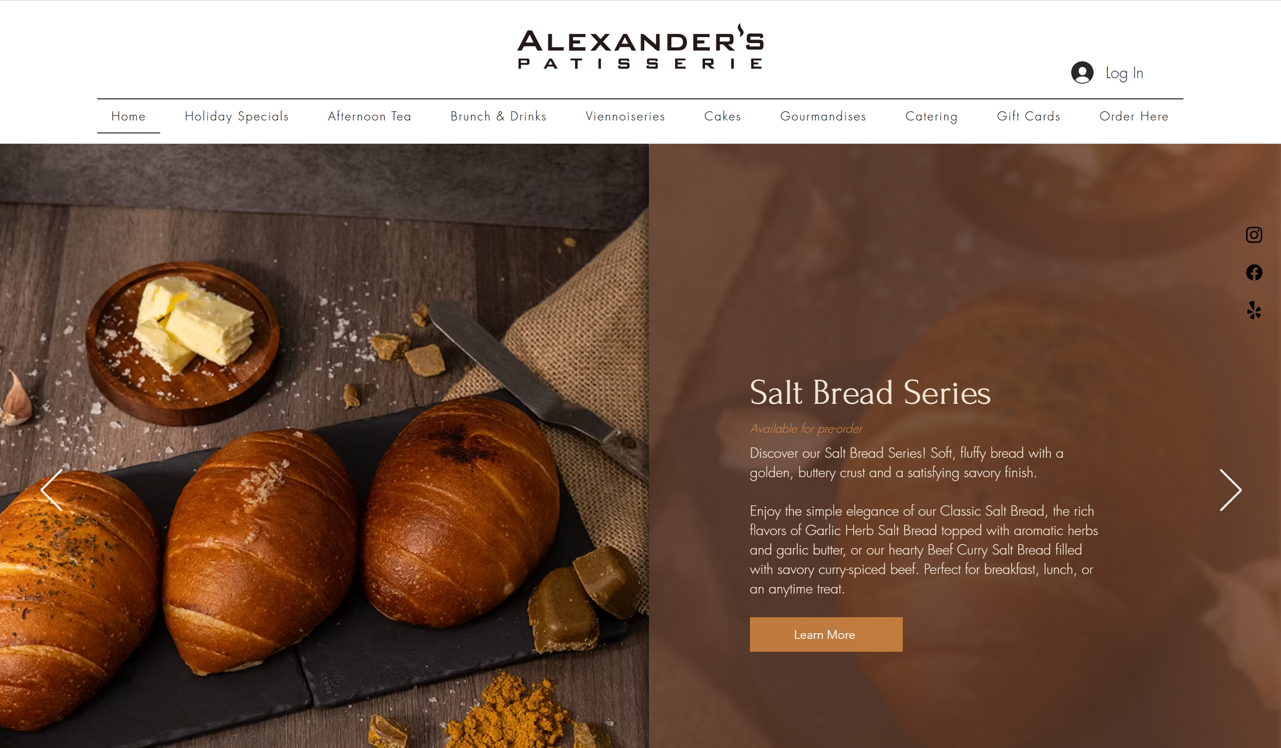 Alexander's Patisserie: Website Redesign