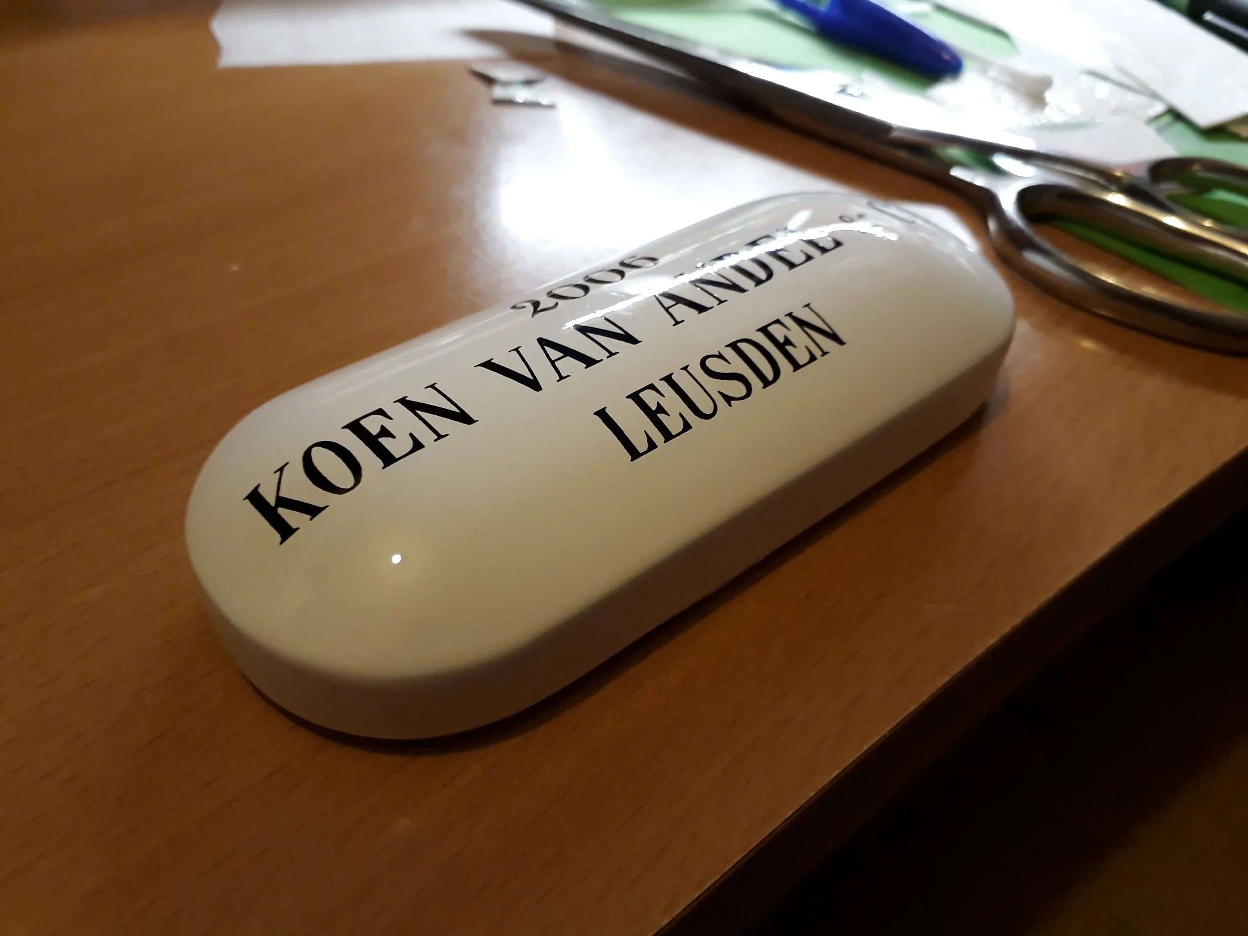 dry transfers on a large, pill shaped piece