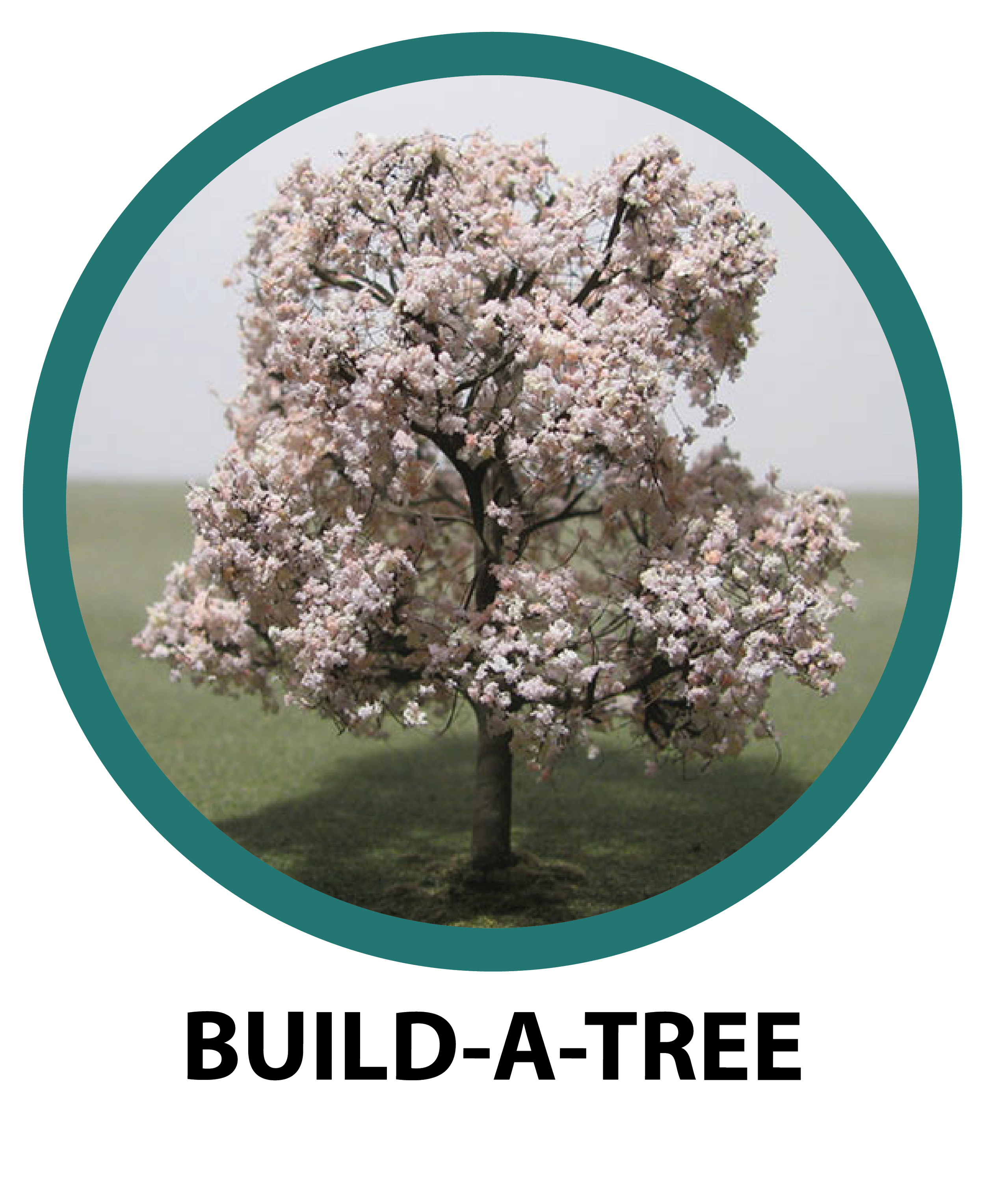 A blooming cherry blossom tree with pink flowers and dark branches, set against a blurred natural background, with 'BUILD-A-FREE' written below.