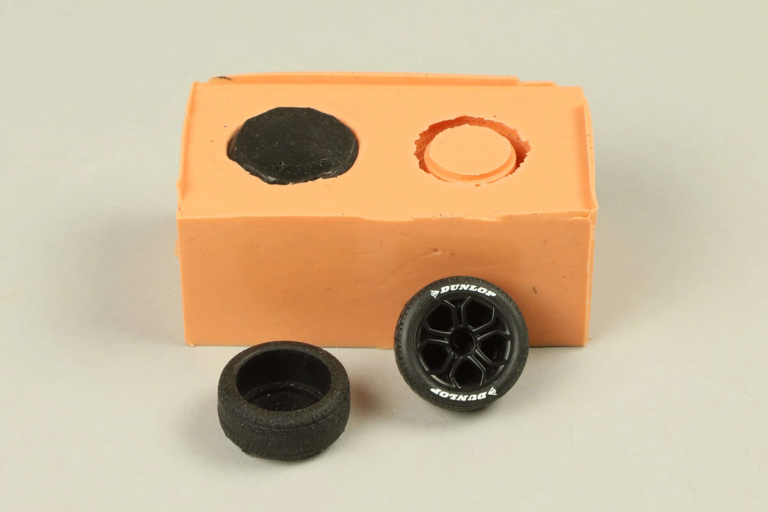 PU rubber tyres with transfer detailing and their mould