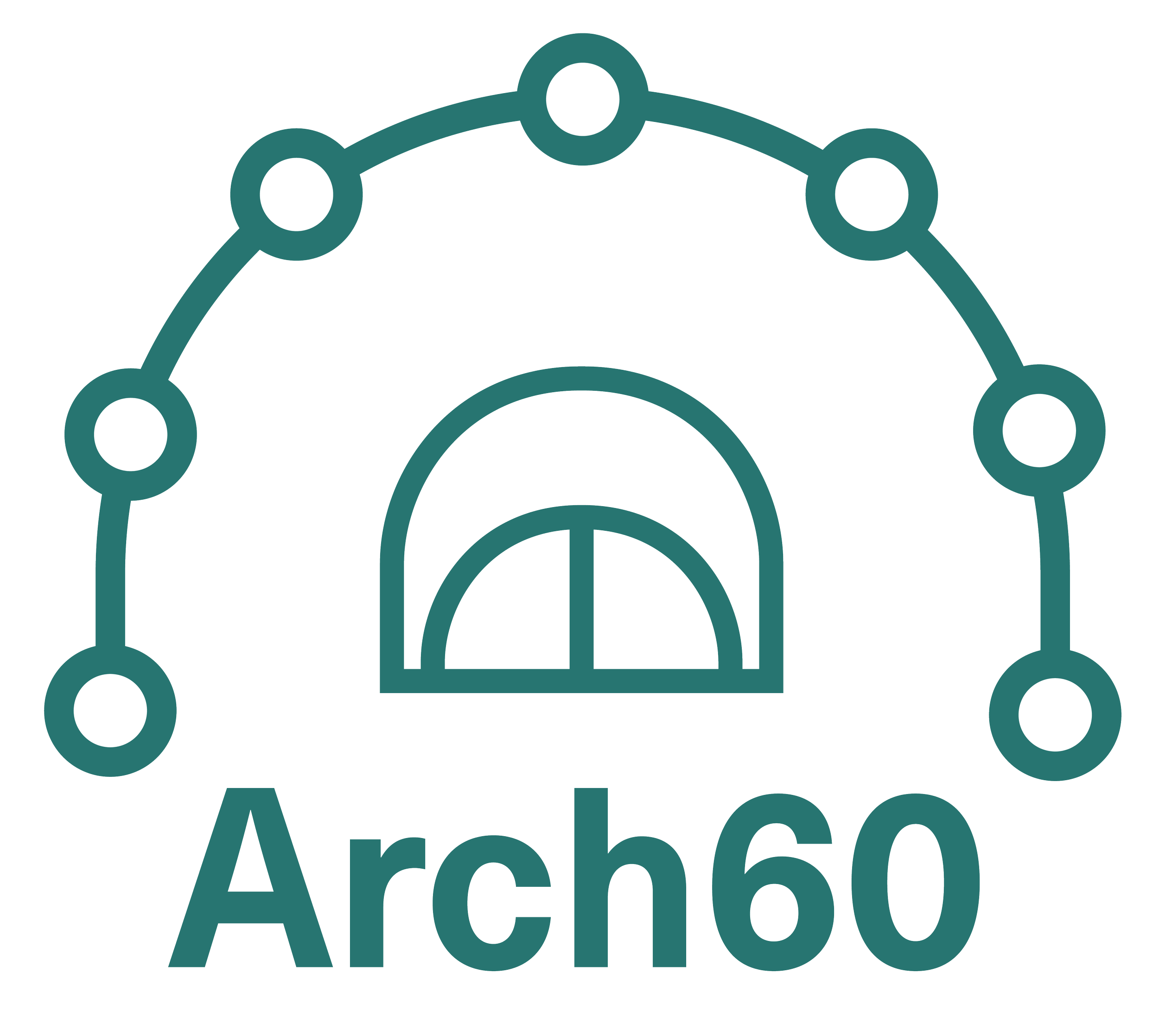 The Logo for Arch60 workshop services, a stylised arch form.