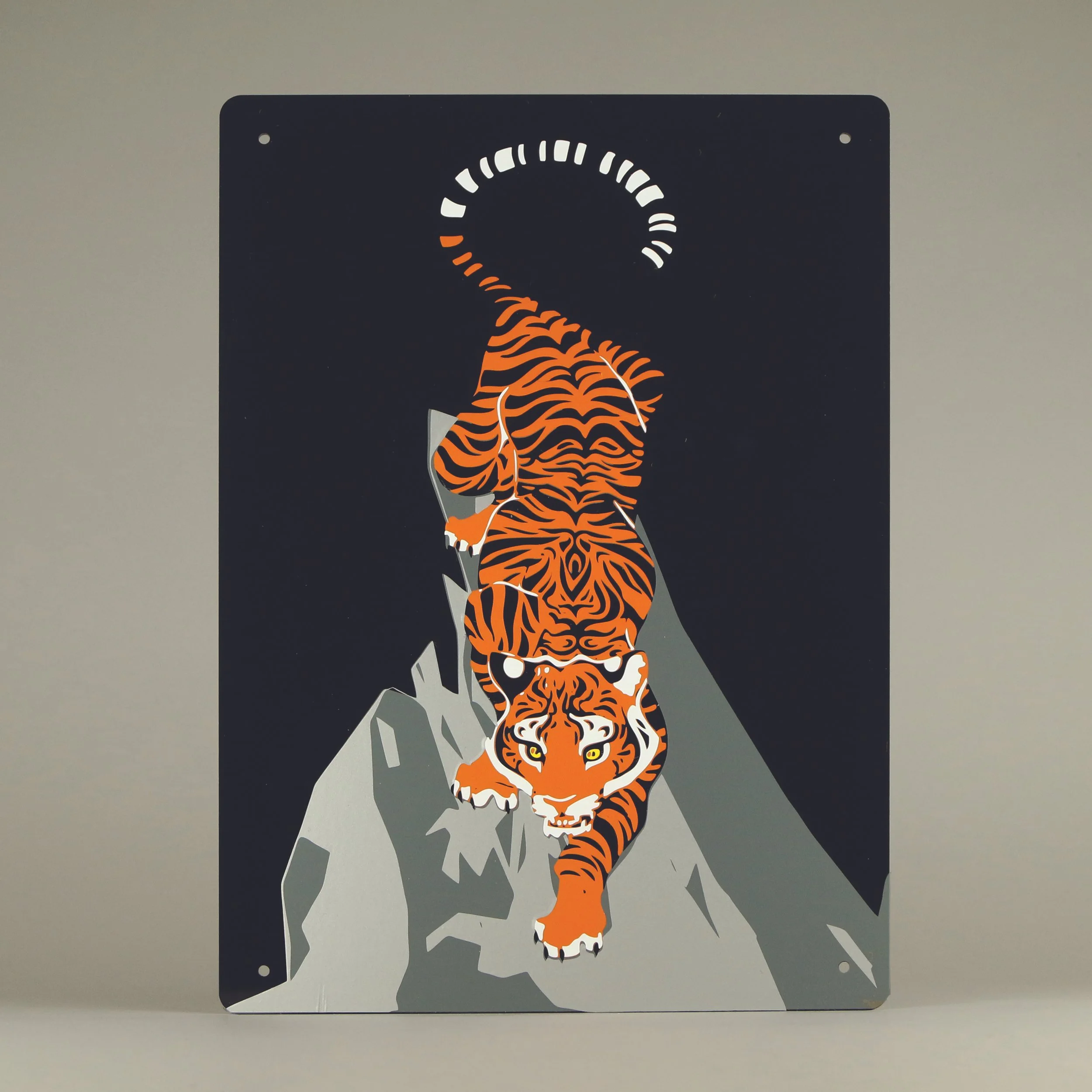 layered vinyl on laser cut acrylic depicting a tiger