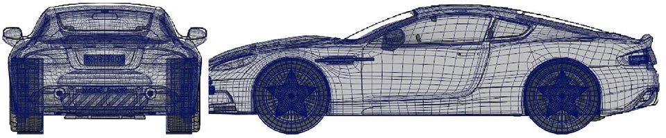 a render of a wireframe 3d model of a car